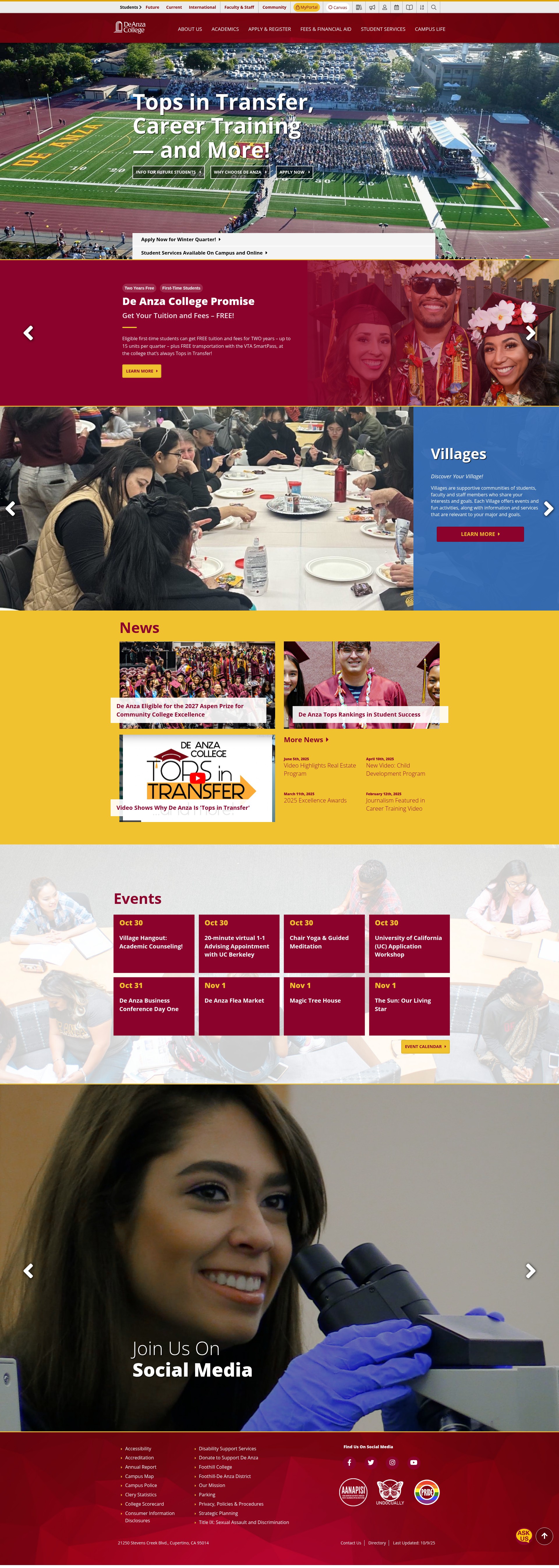 Screenshot of deanza.edu