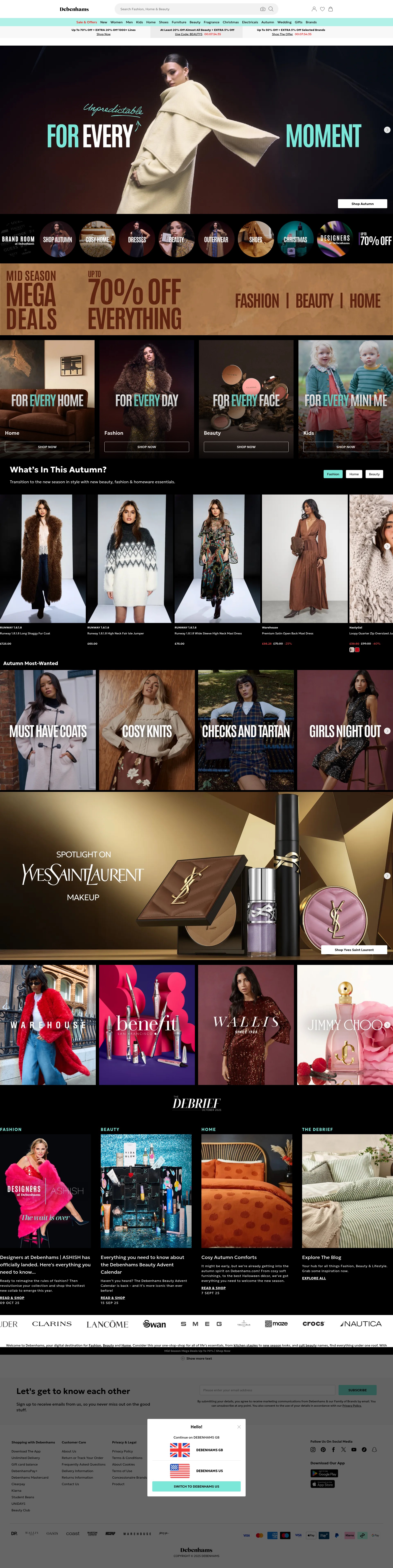 Screenshot of debenhams.com