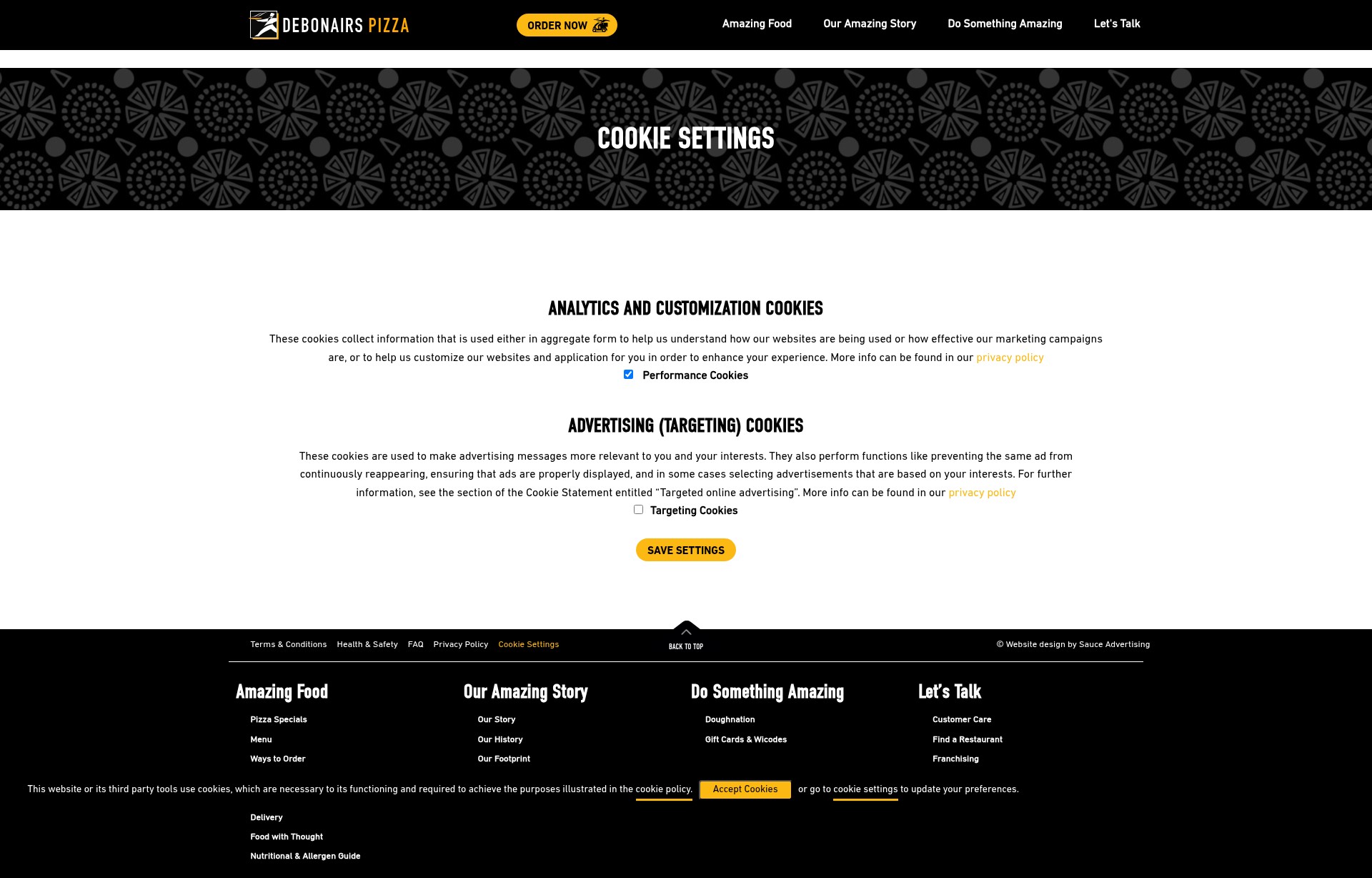Screenshot of debonairspizza.co.za