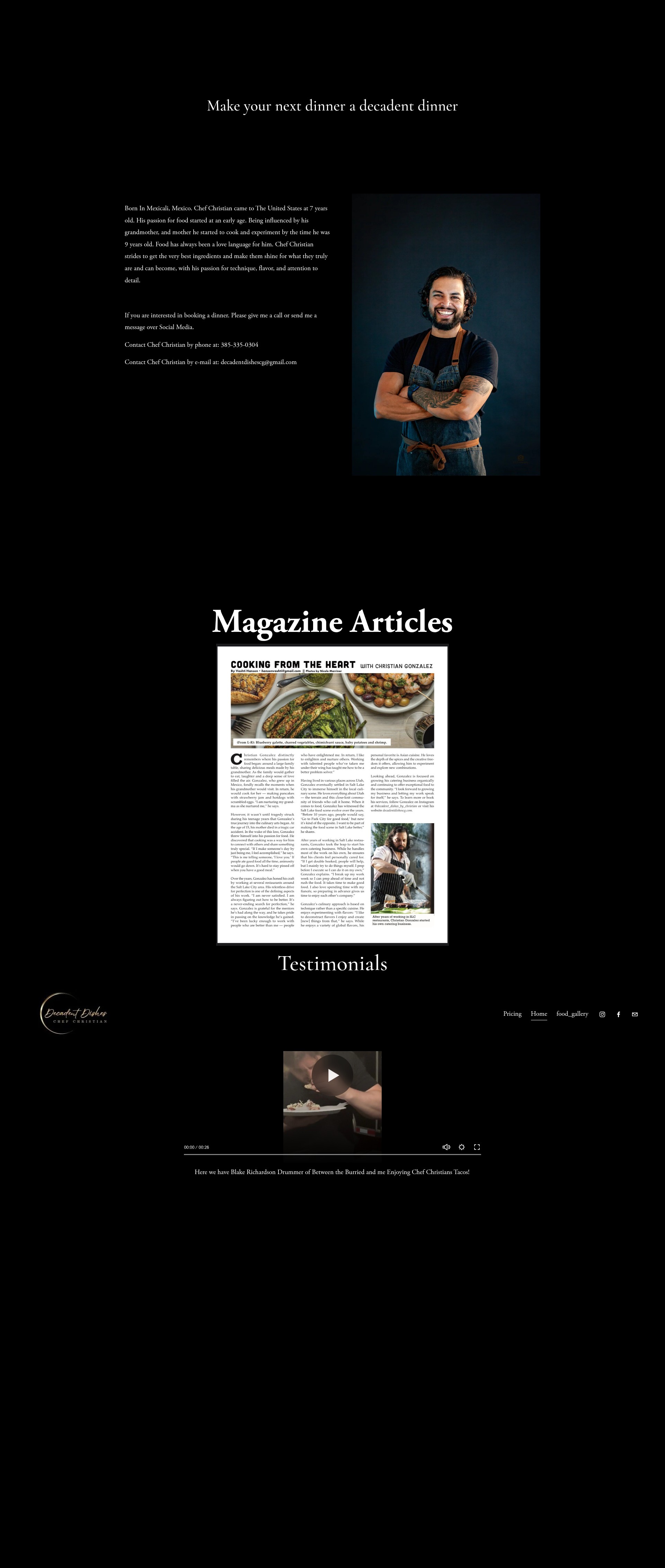 Screenshot of decadentdishescg.com