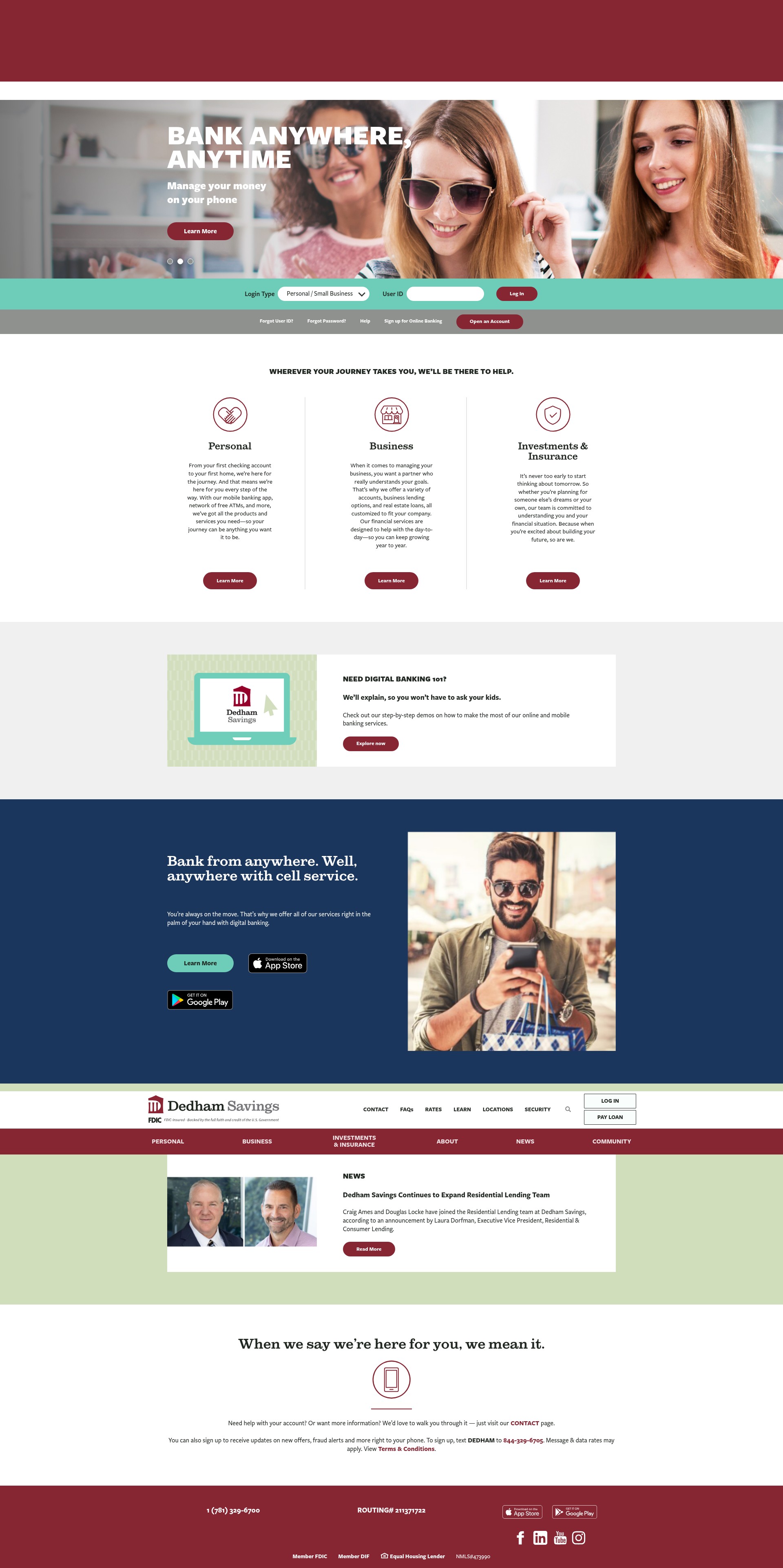 Screenshot of dedhamsavings.com