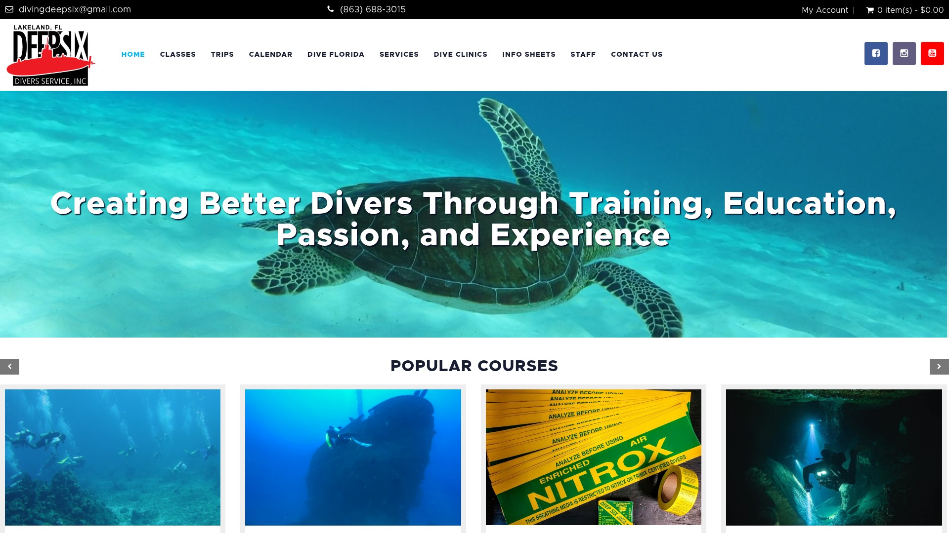 Screenshot of deepsixdivers.com
