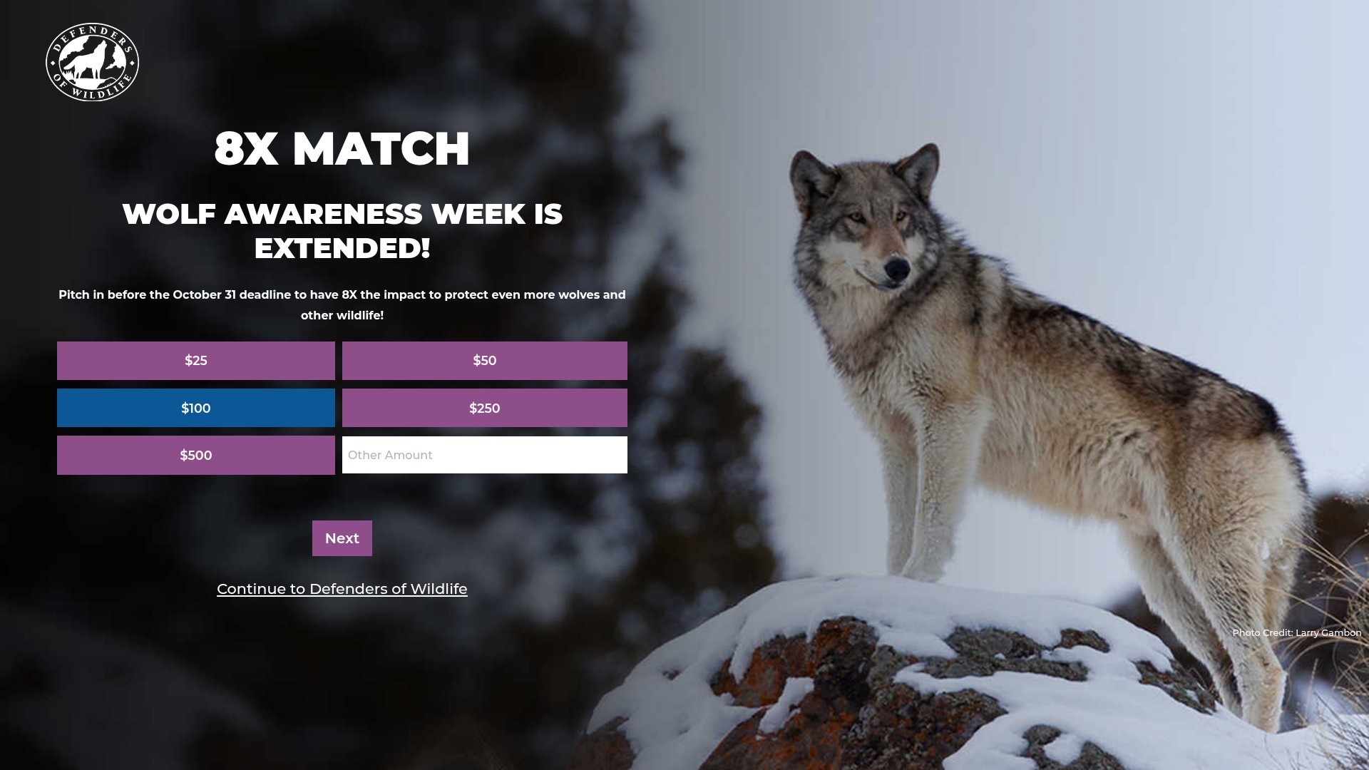 Screenshot of defenders.org