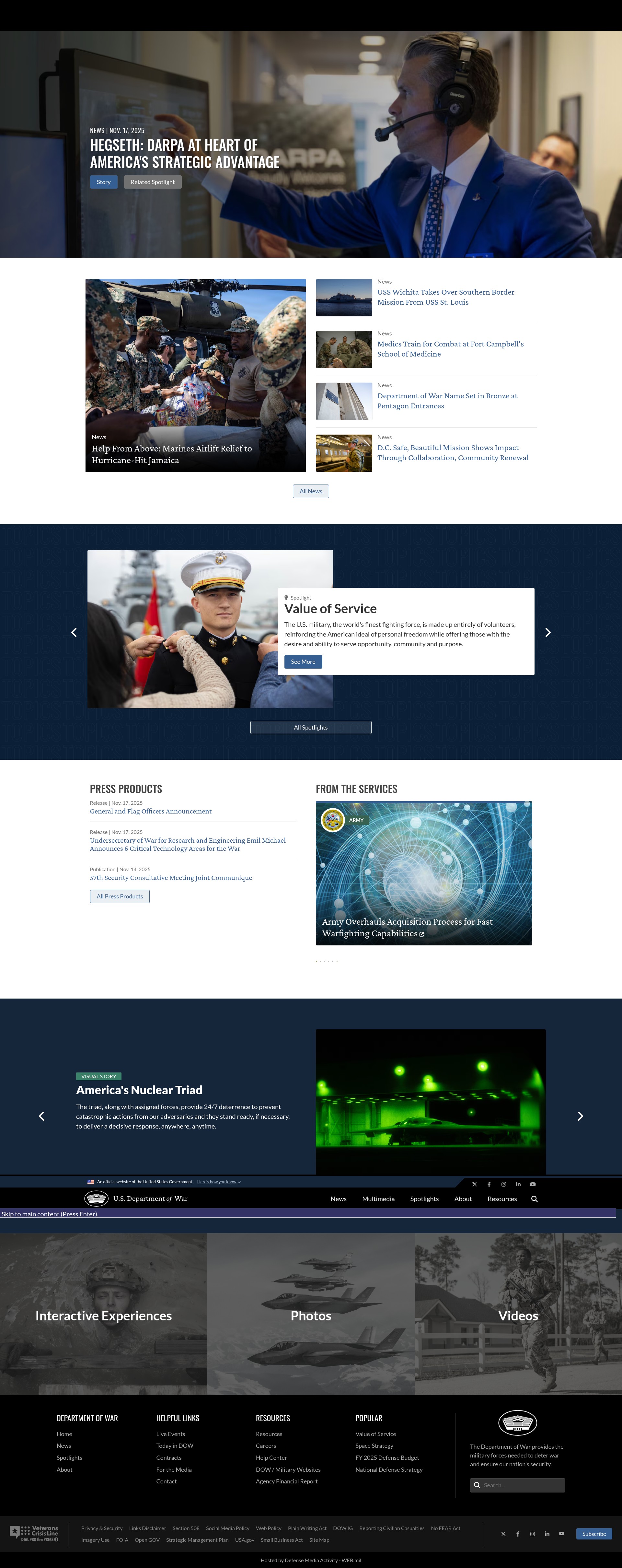Screenshot of defense.gov