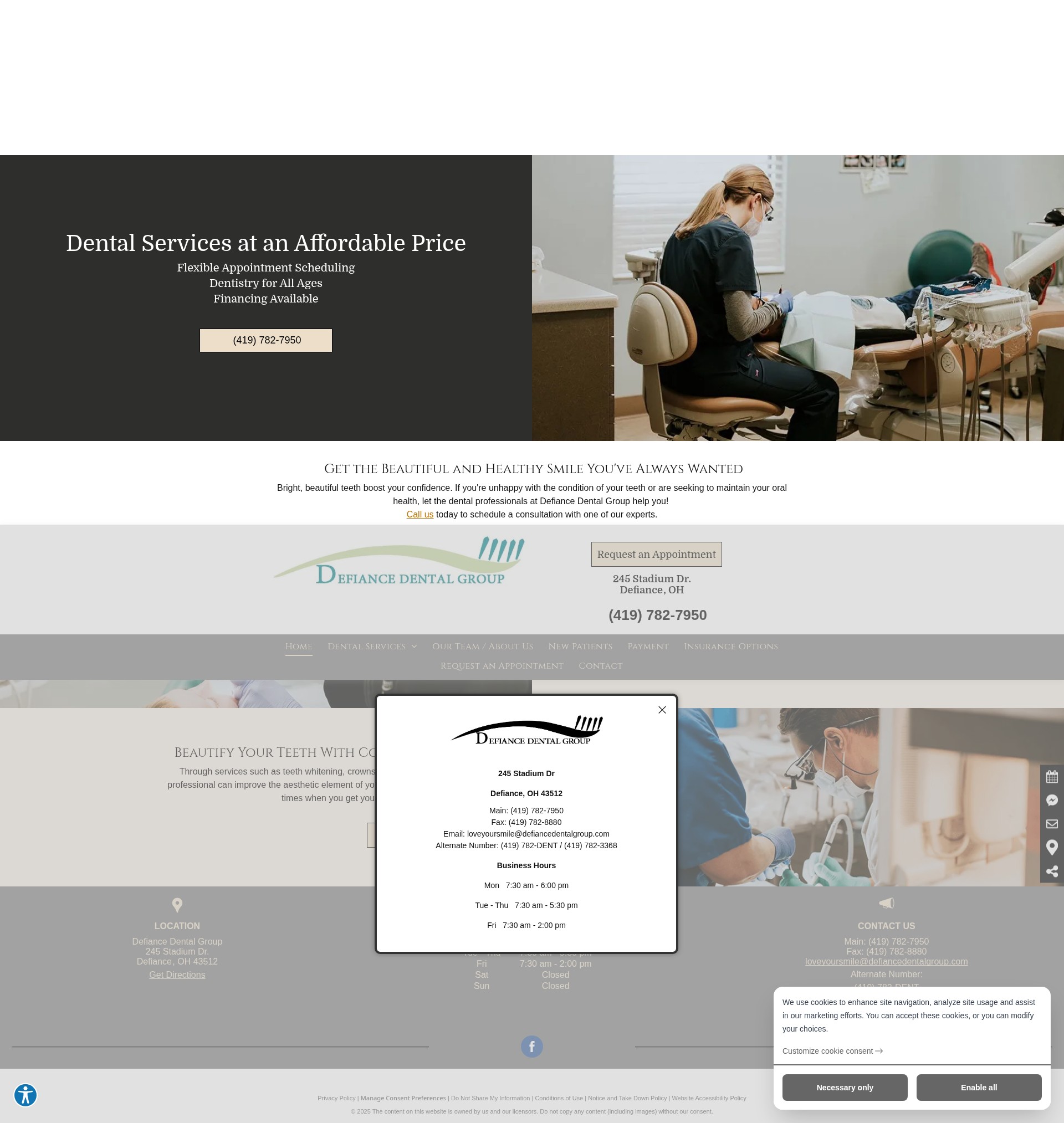 Screenshot of defiancedentalgroup.com