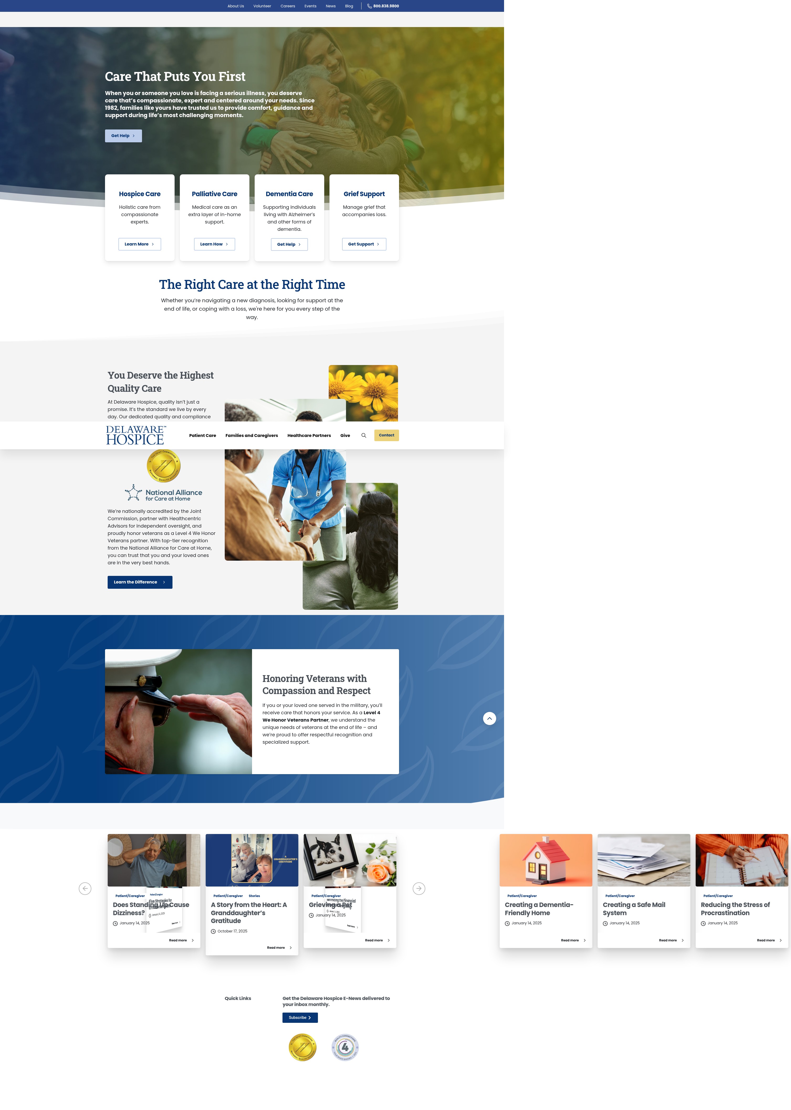 Screenshot of delawarehospice.org
