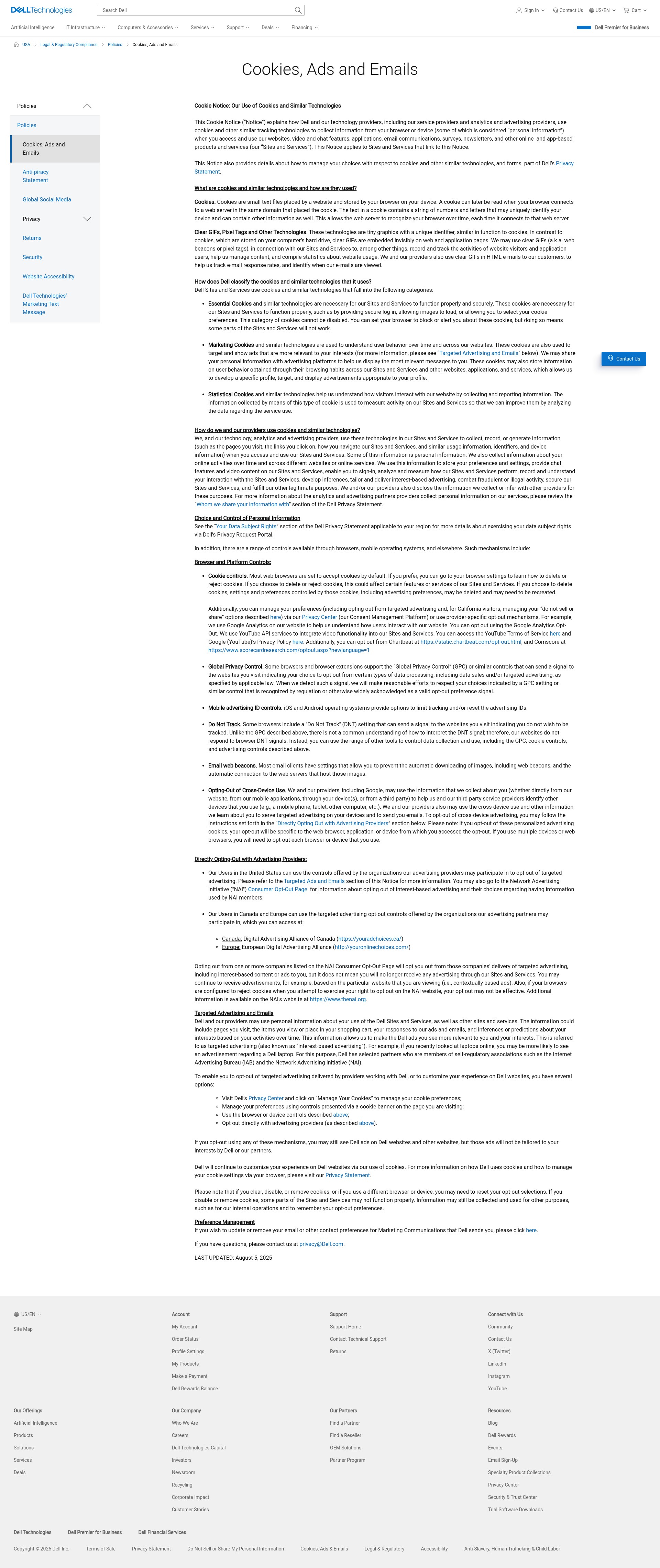 Screenshot of dell.com