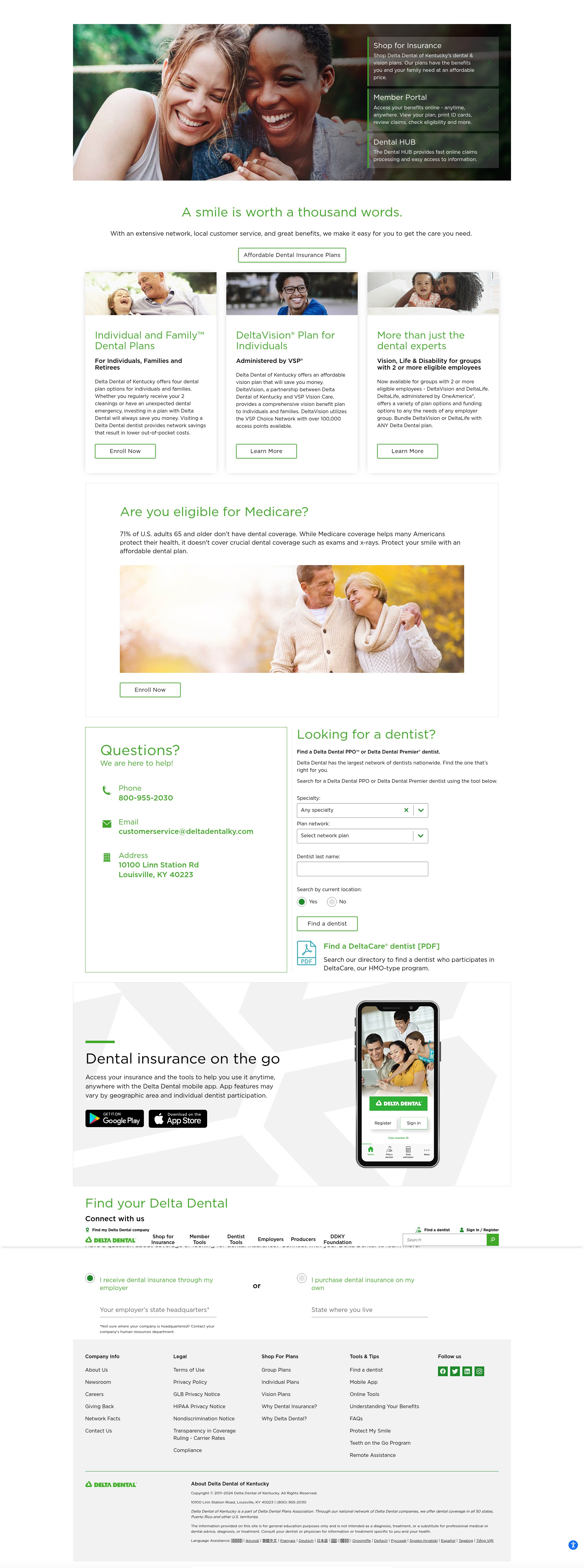 Screenshot of deltadentalky.com