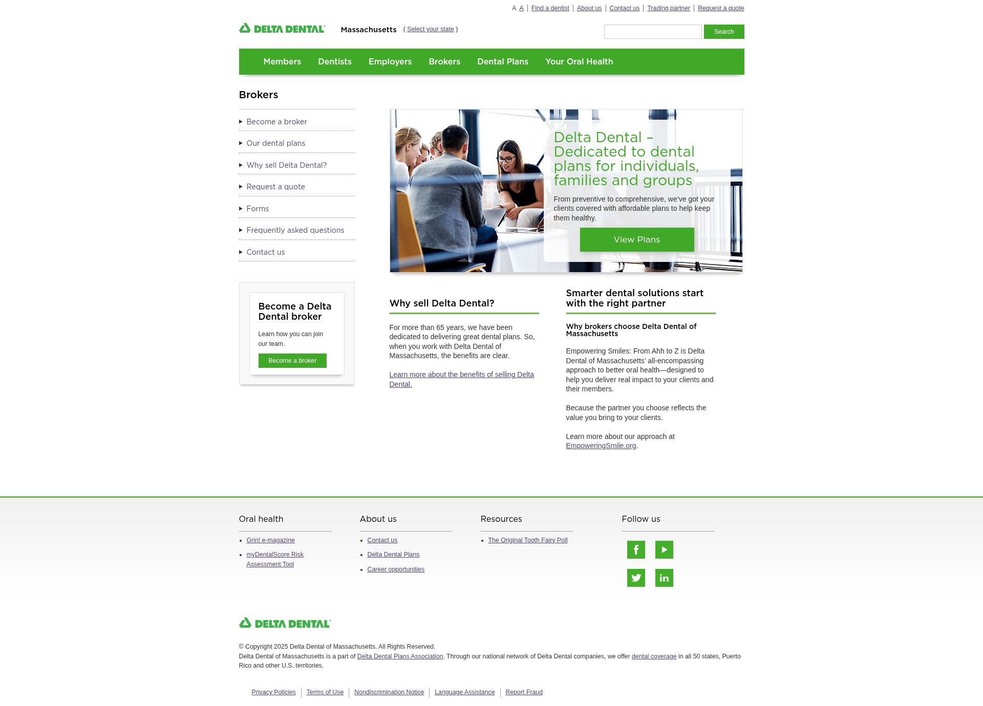 Screenshot of deltadentalma.com