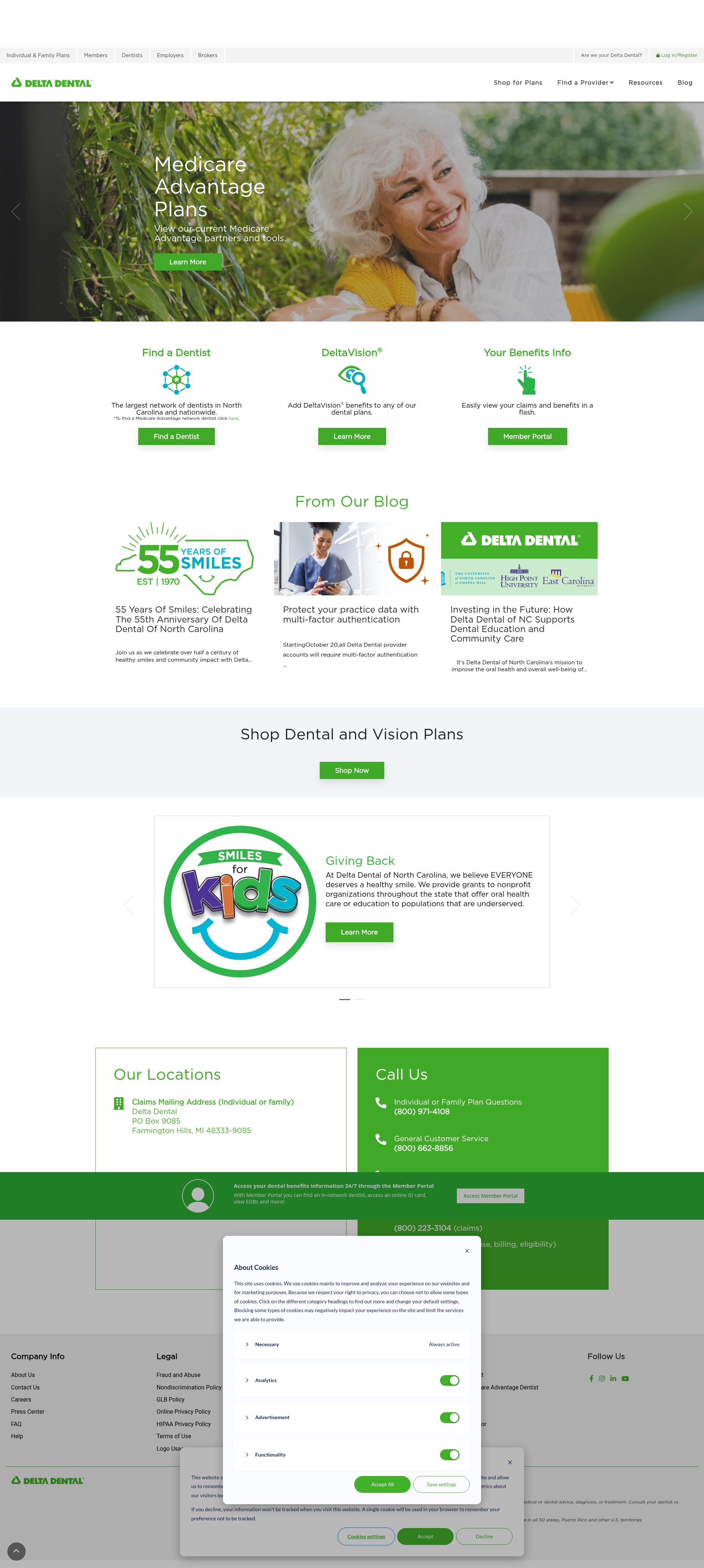 Screenshot of deltadentalnc.com