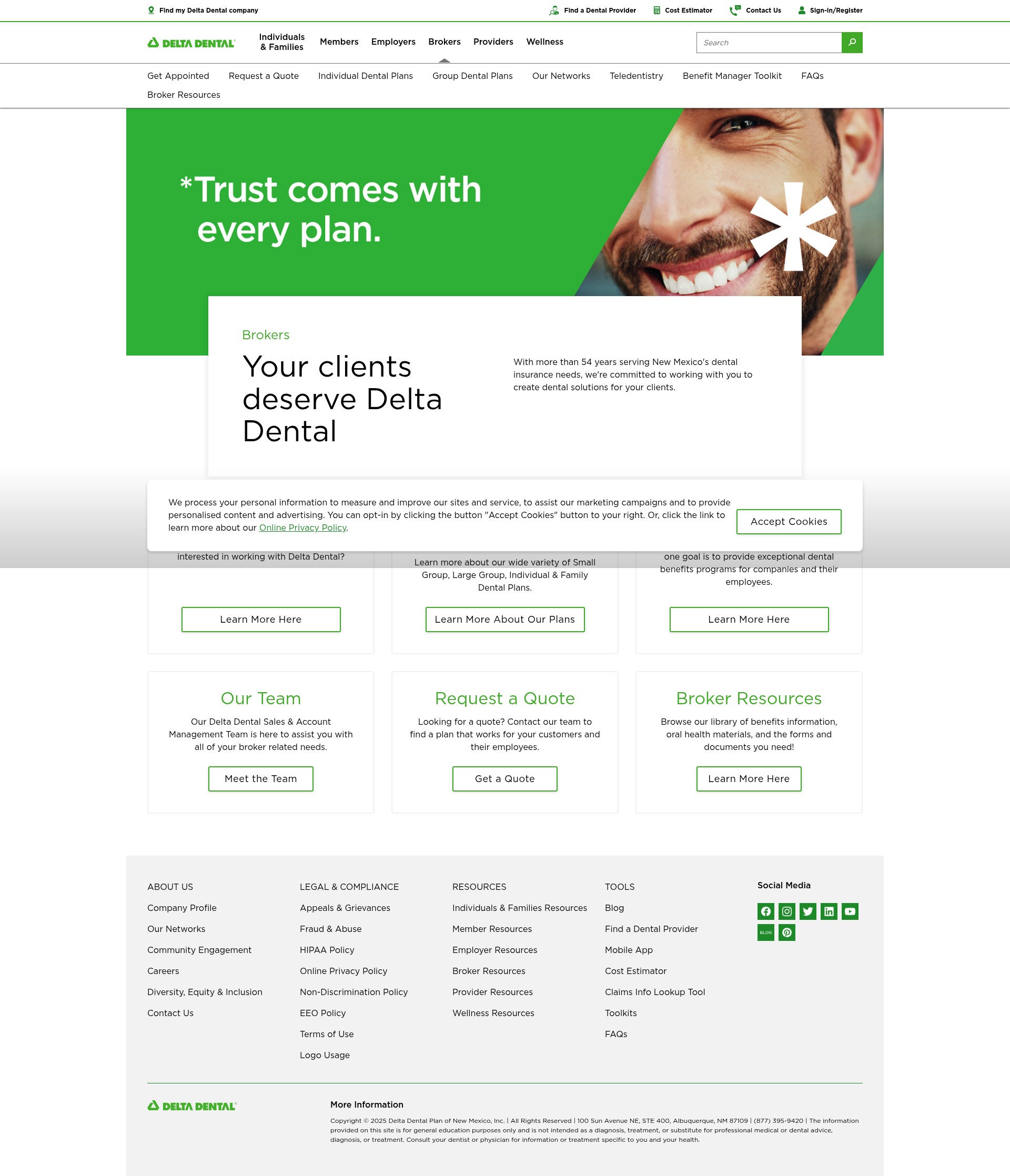 Screenshot of deltadentalnm.com