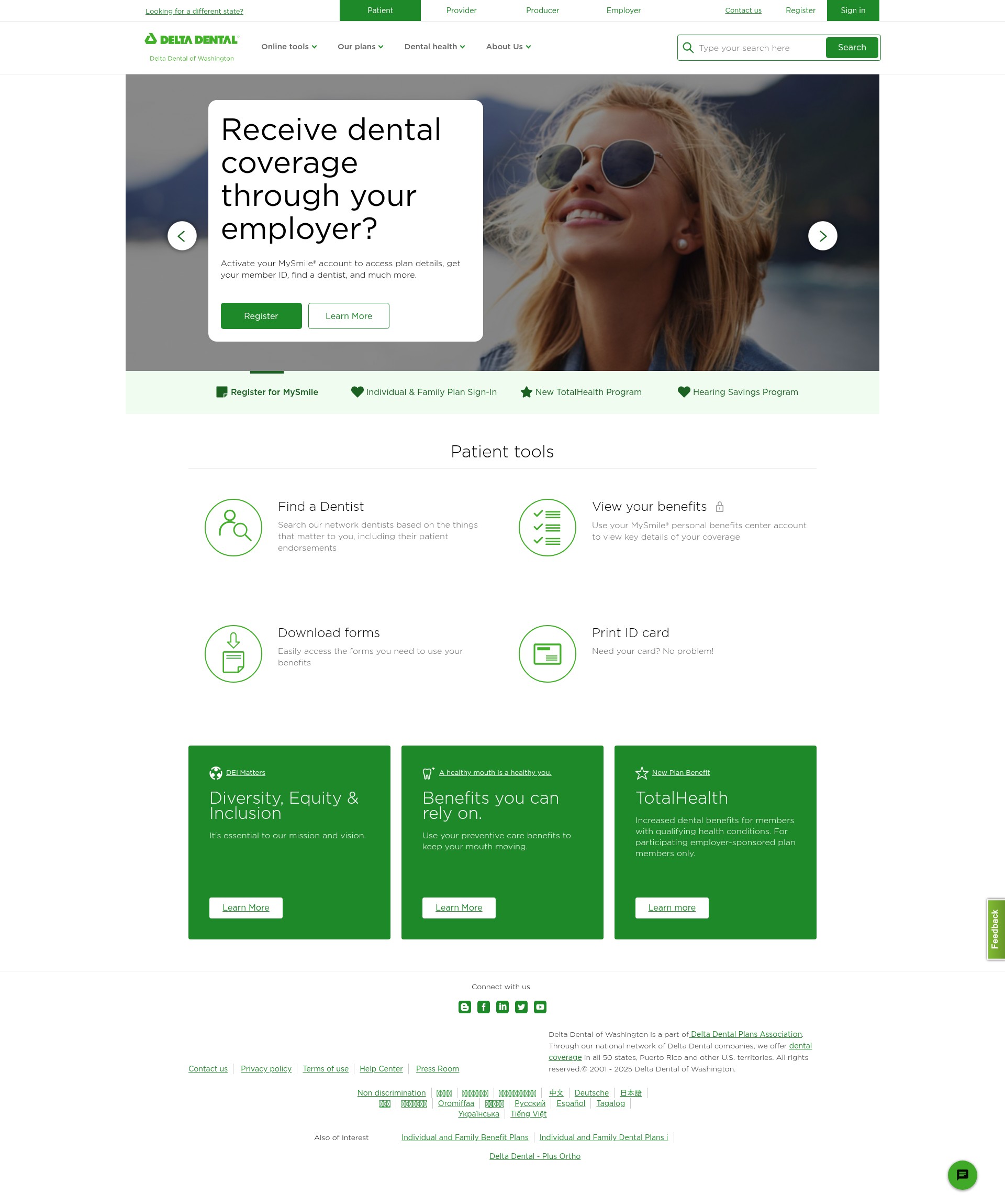 Screenshot of deltadentalwa.com