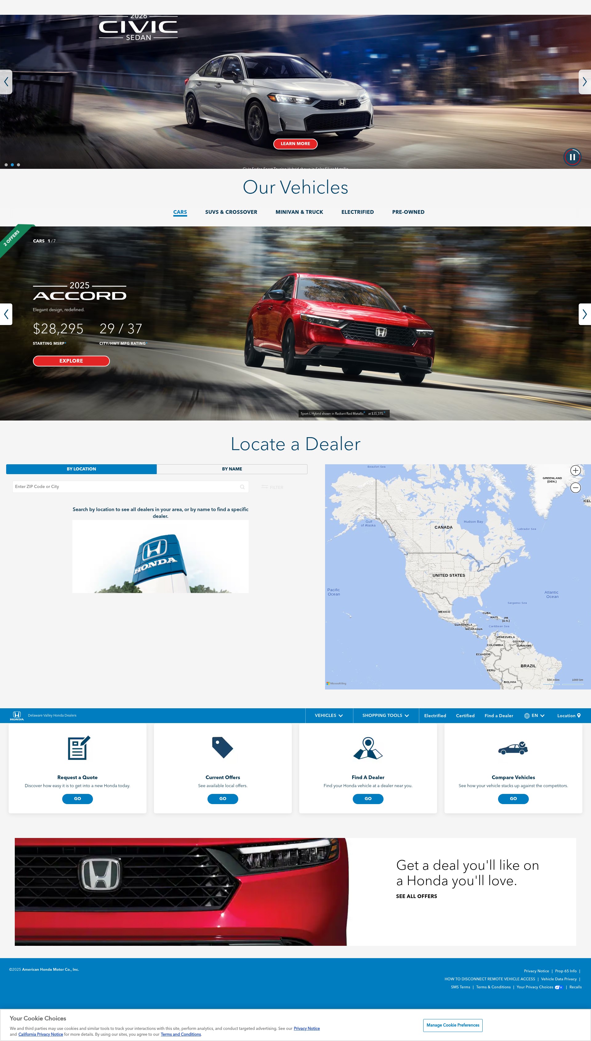 Screenshot of delval.hondadealers.com