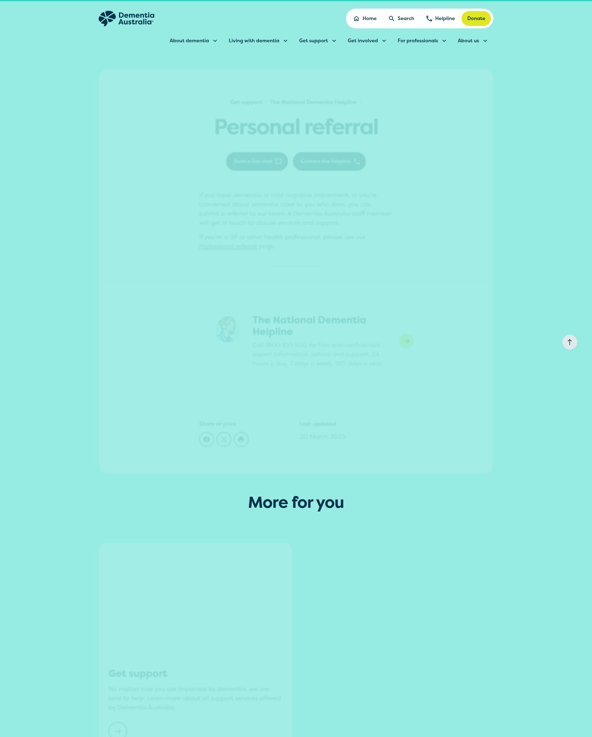 Screenshot of dementia.org.au