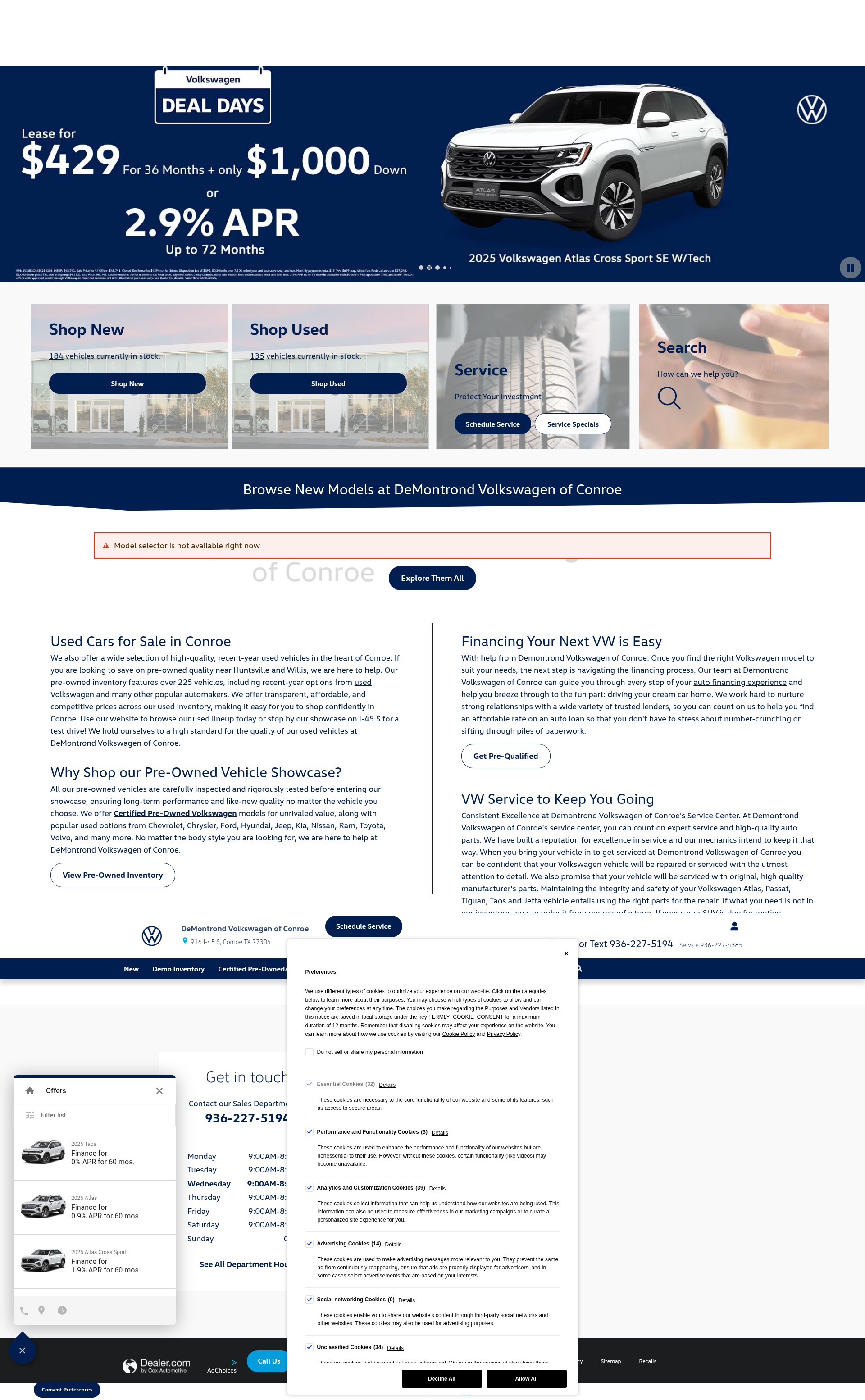 Screenshot of demontrondvwofconroe.com