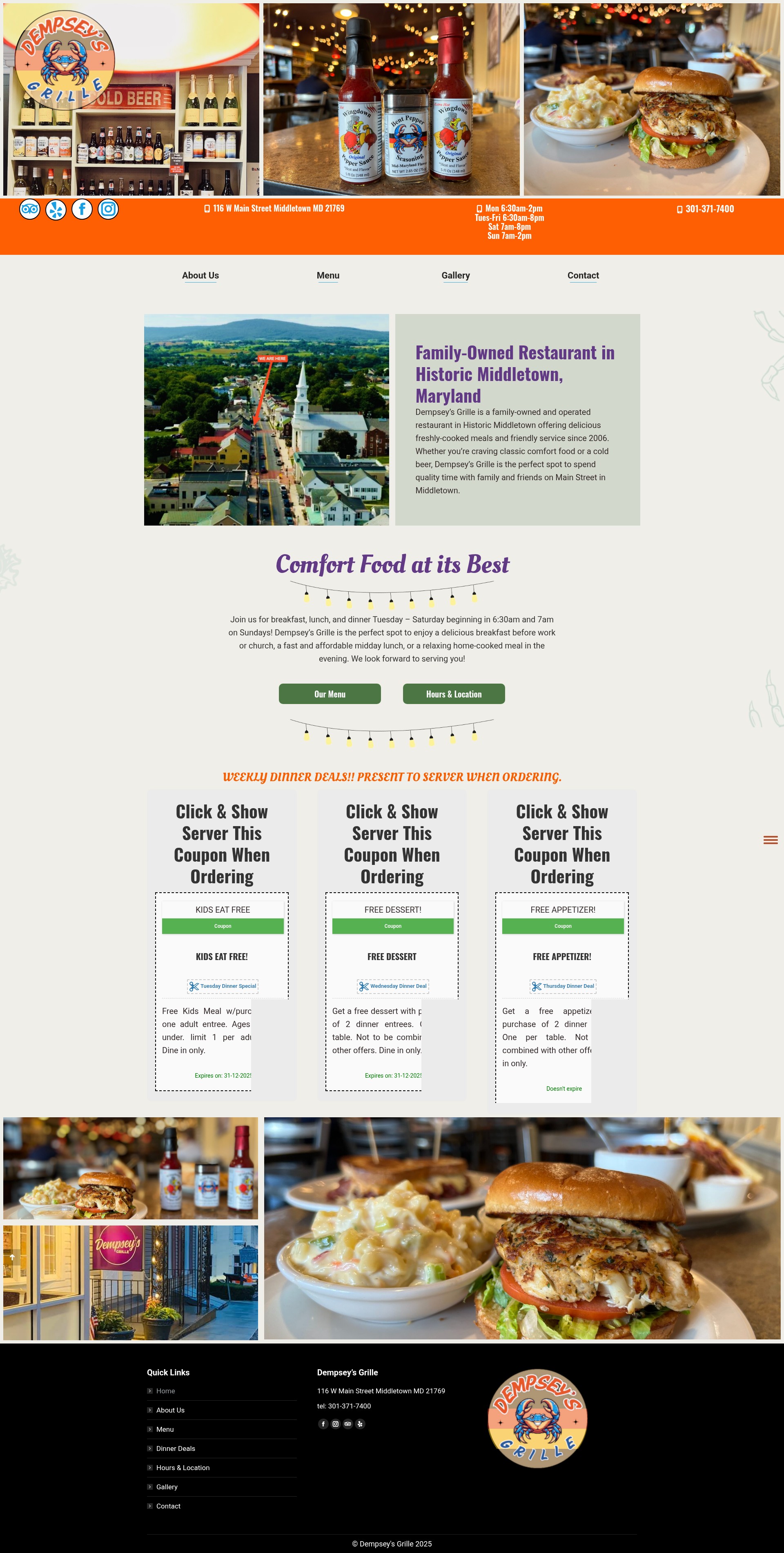 Screenshot of dempseysgrille.com