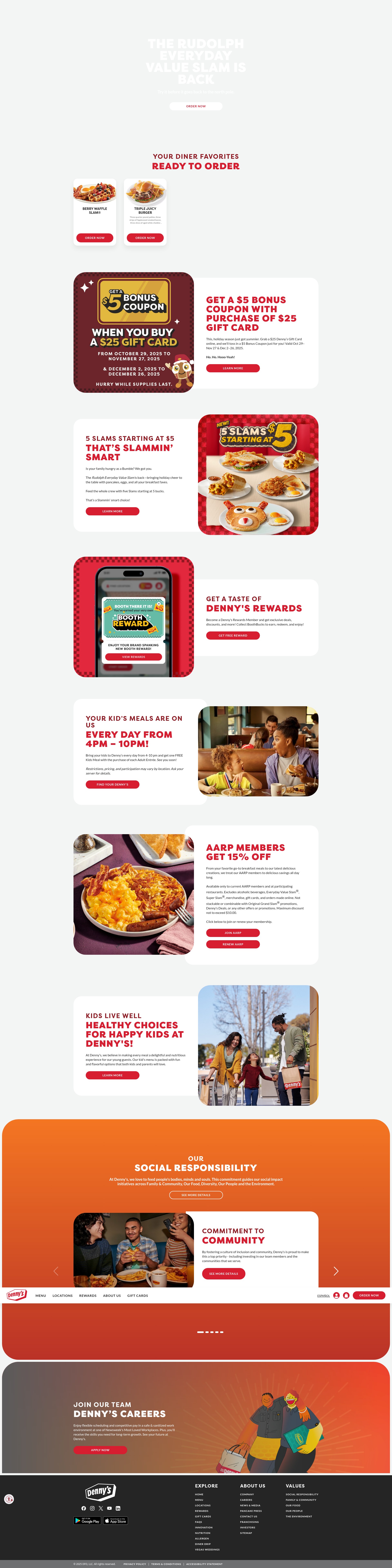 Screenshot of dennys.com