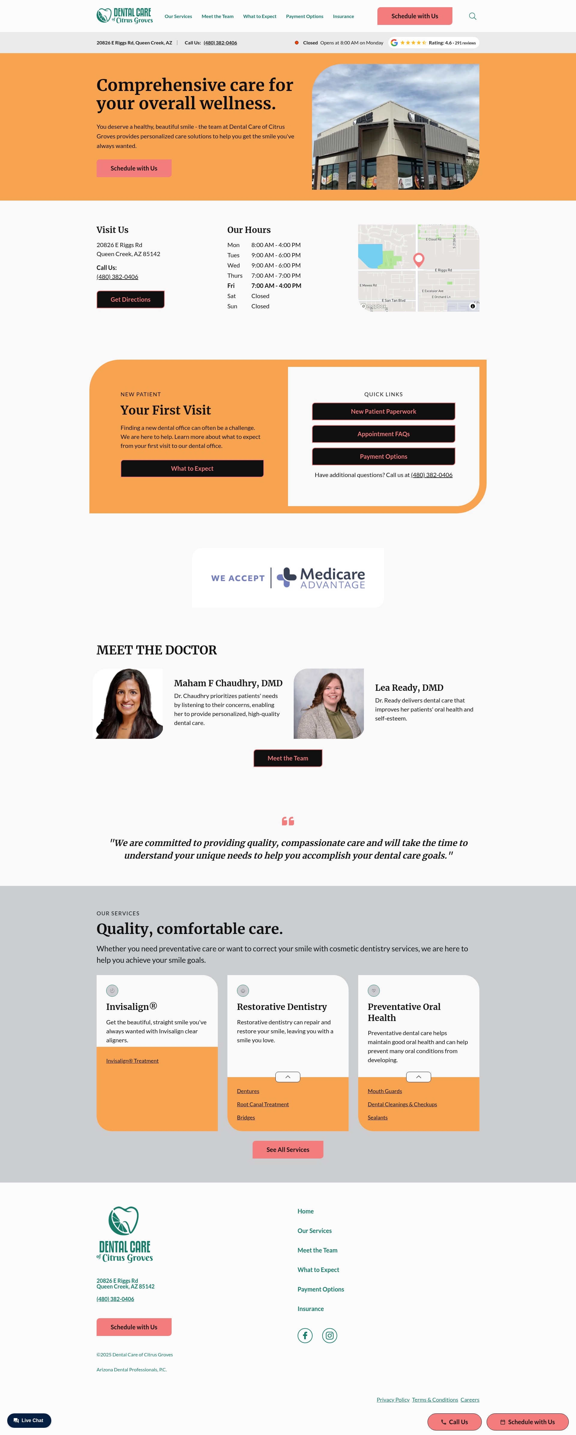 Screenshot of dentalcareofcitrusgroves.com