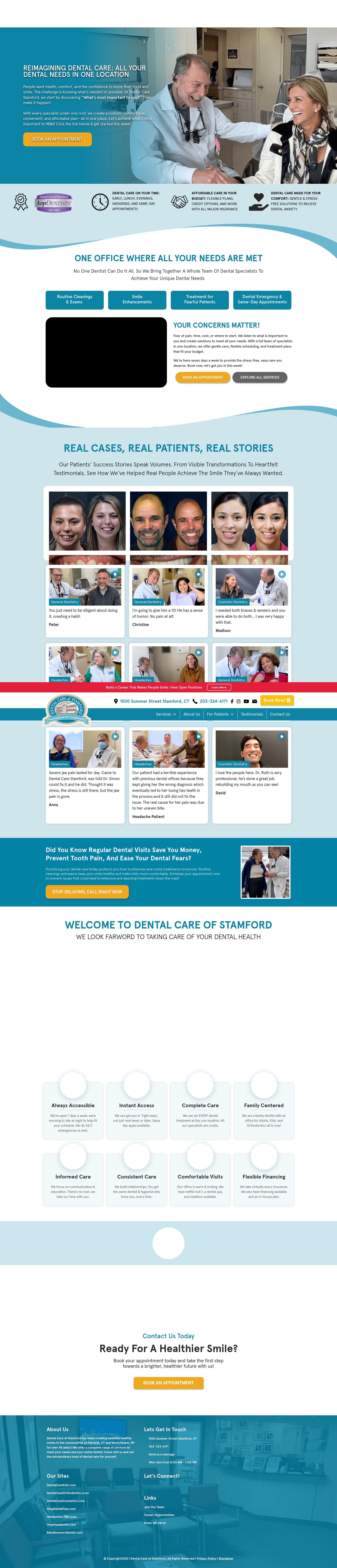 Screenshot of dentalcarestamford.com