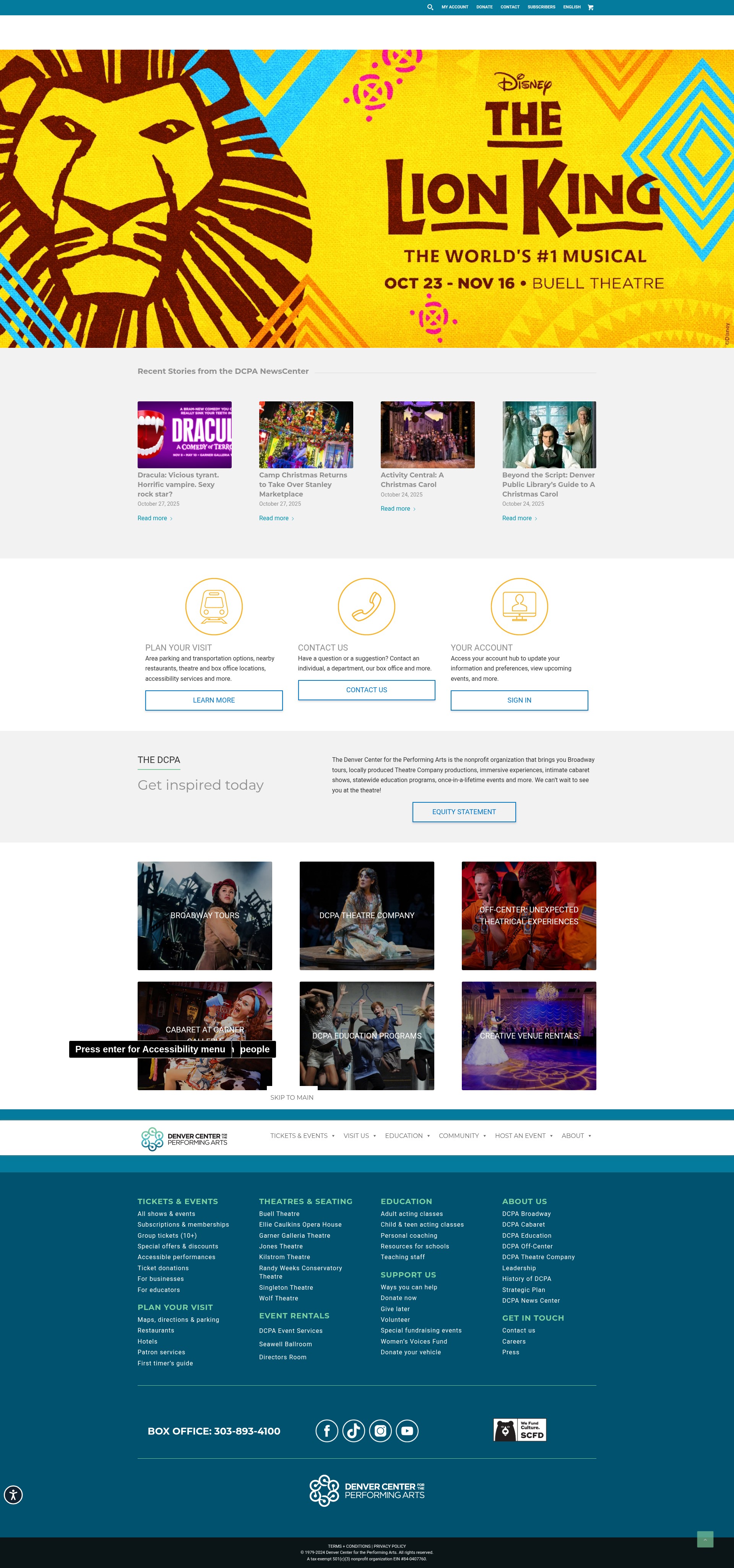 Screenshot of denvercenter.org