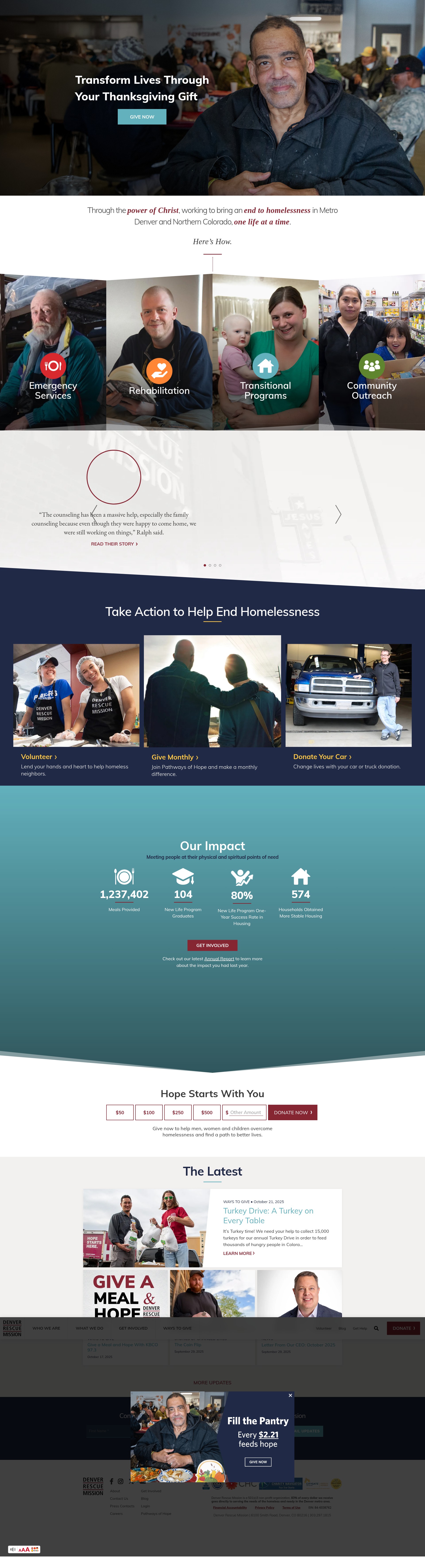 Screenshot of denverrescuemission.org
