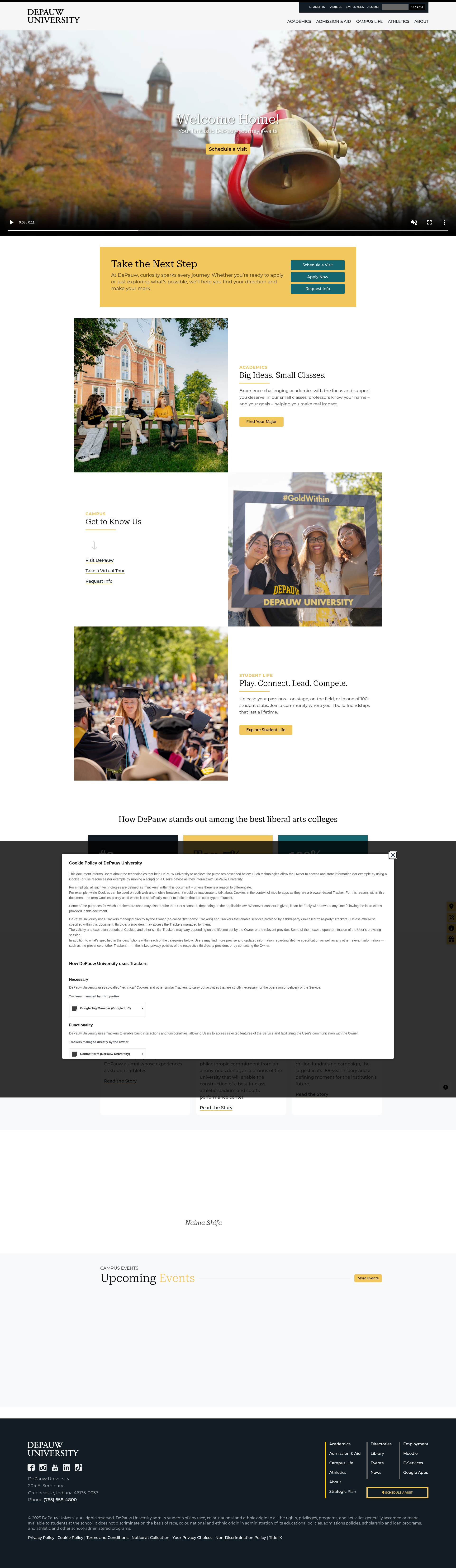 Screenshot of depauw.edu