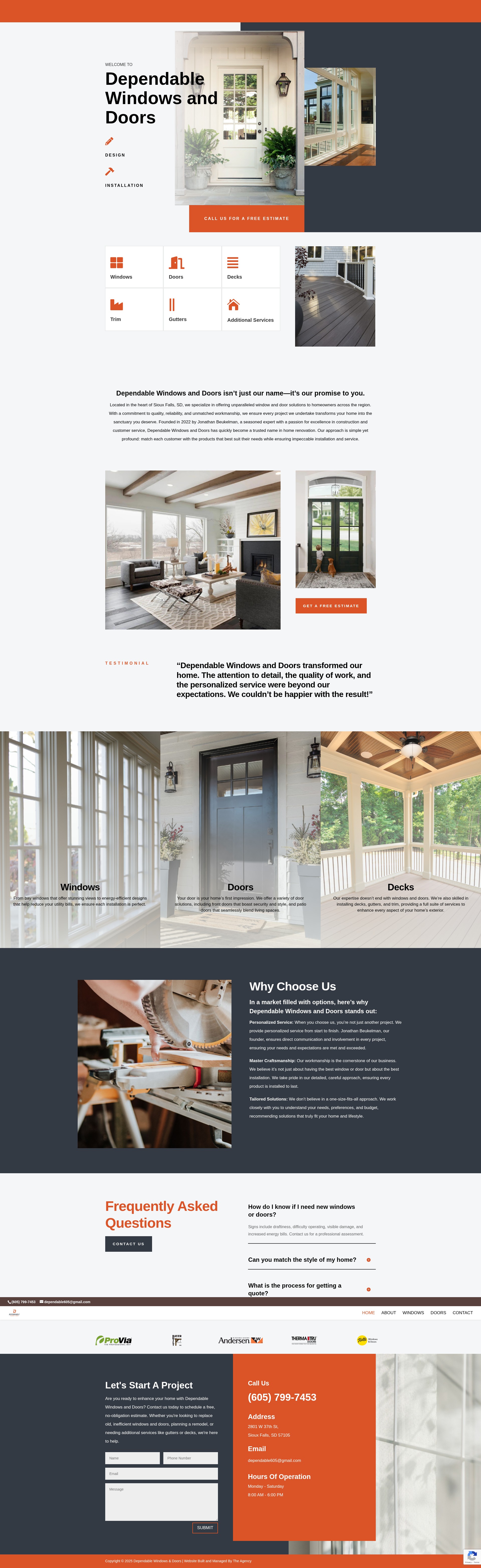 Screenshot of dependablewindowsanddoors.com