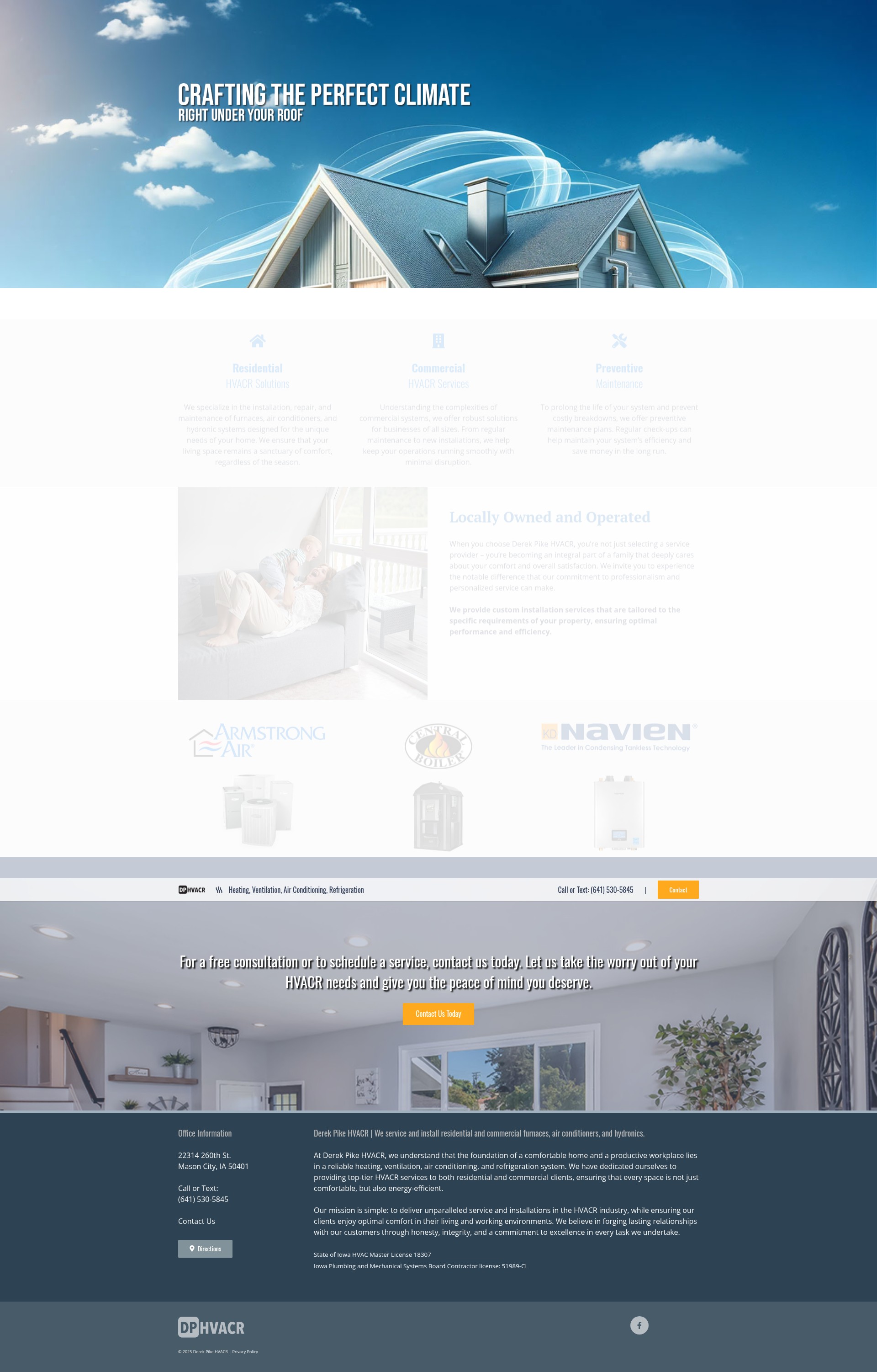 Screenshot of derekpikehvacr.com