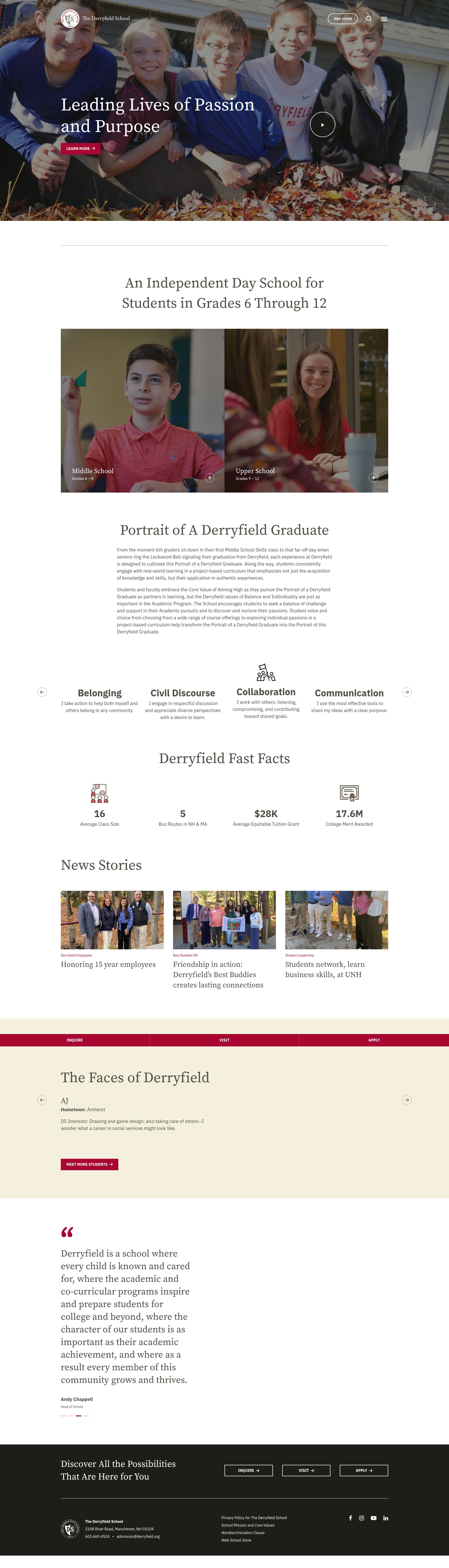 Screenshot of derryfield.org