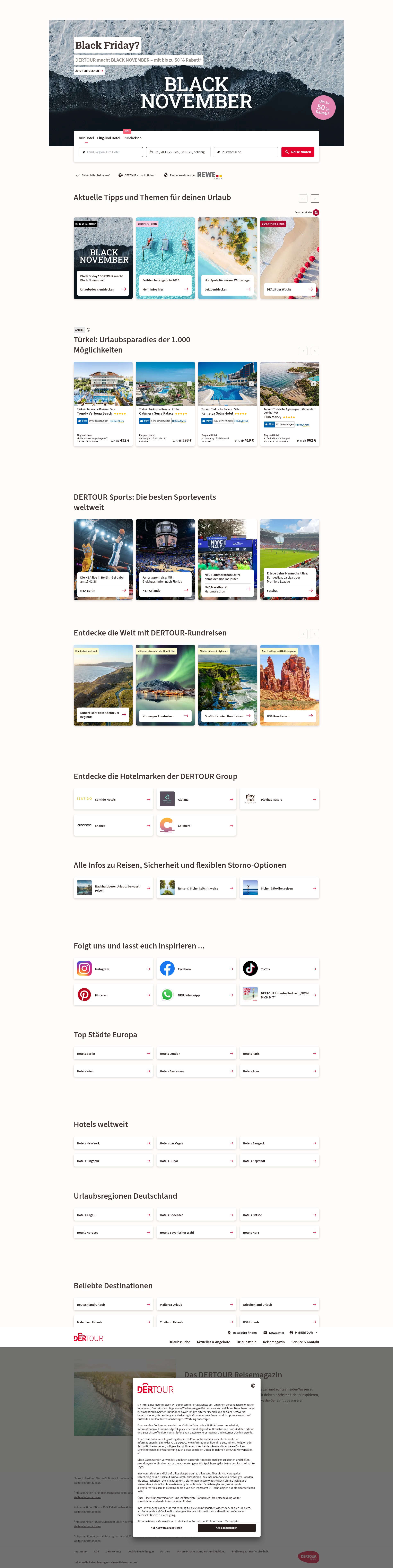 Screenshot of dertour.de