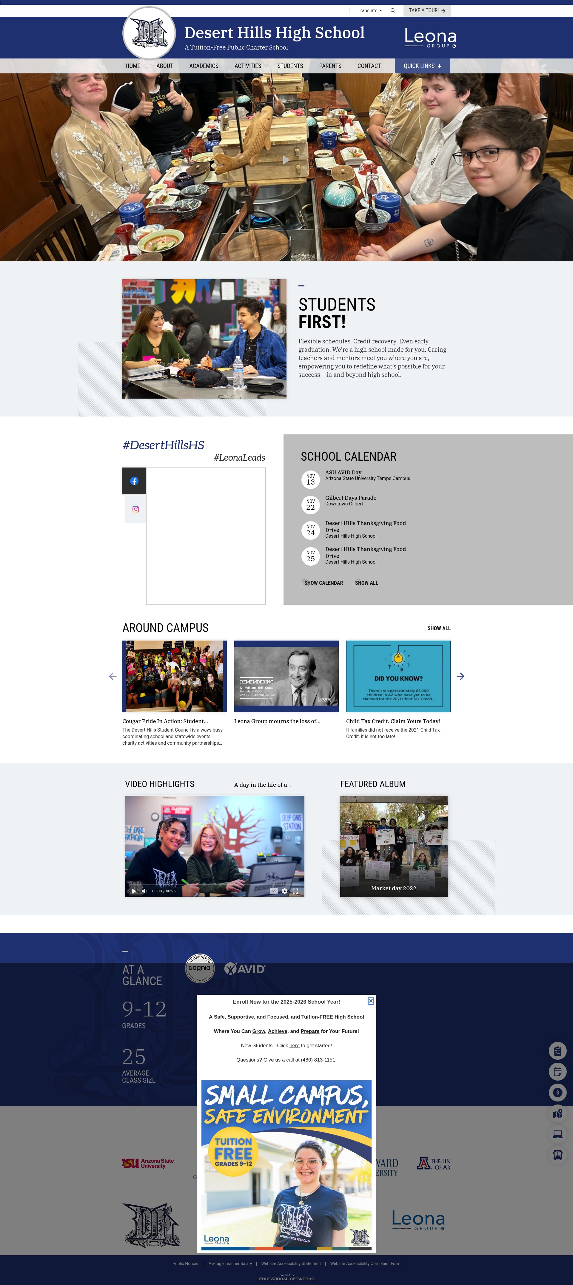Screenshot of deserthillshs.com