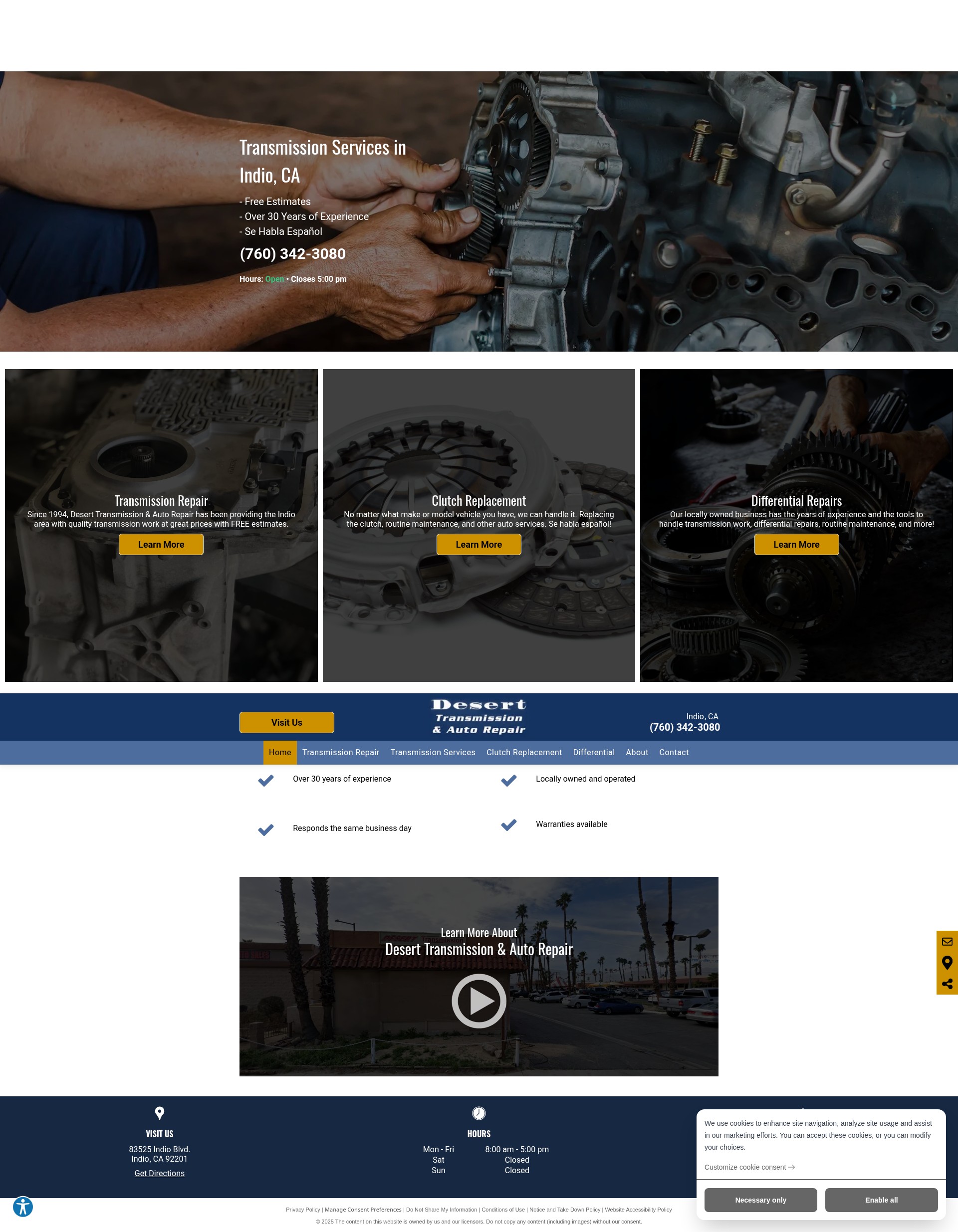 Screenshot of deserttransmissionandautorepair.com