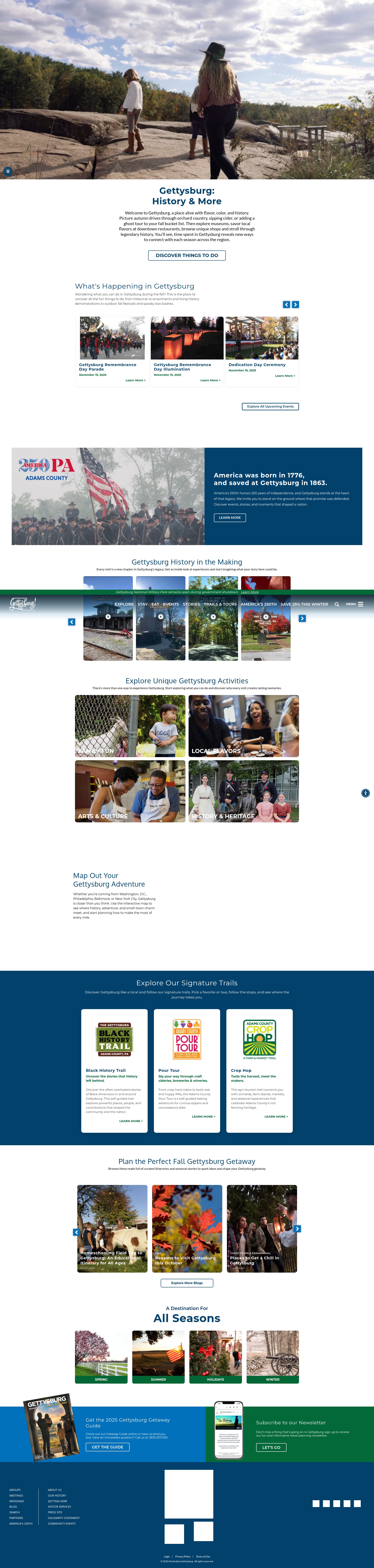 Screenshot of destinationgettysburg.com