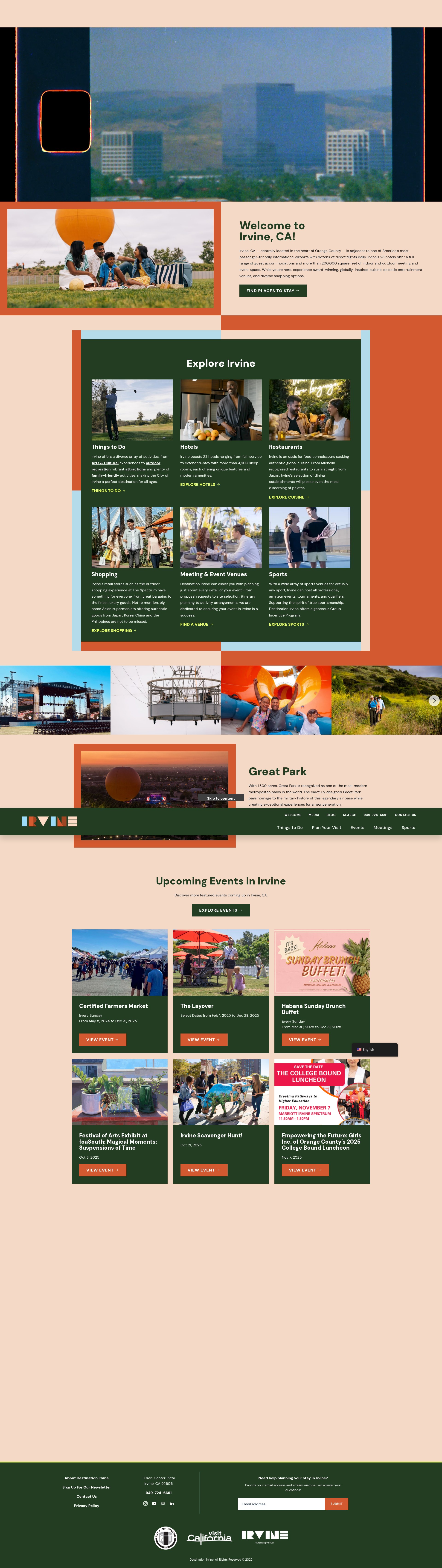 Screenshot of destinationirvine.com