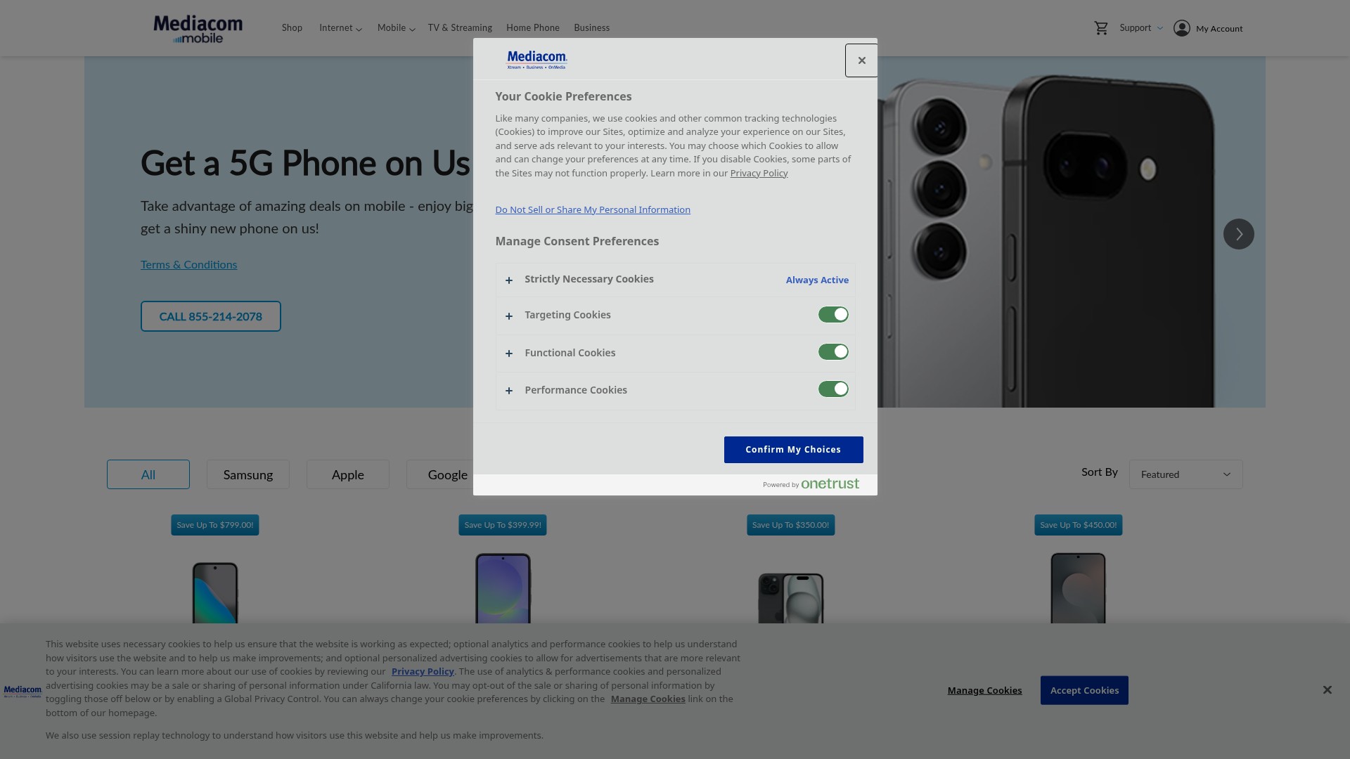 Screenshot of devices.mediacommobile.com