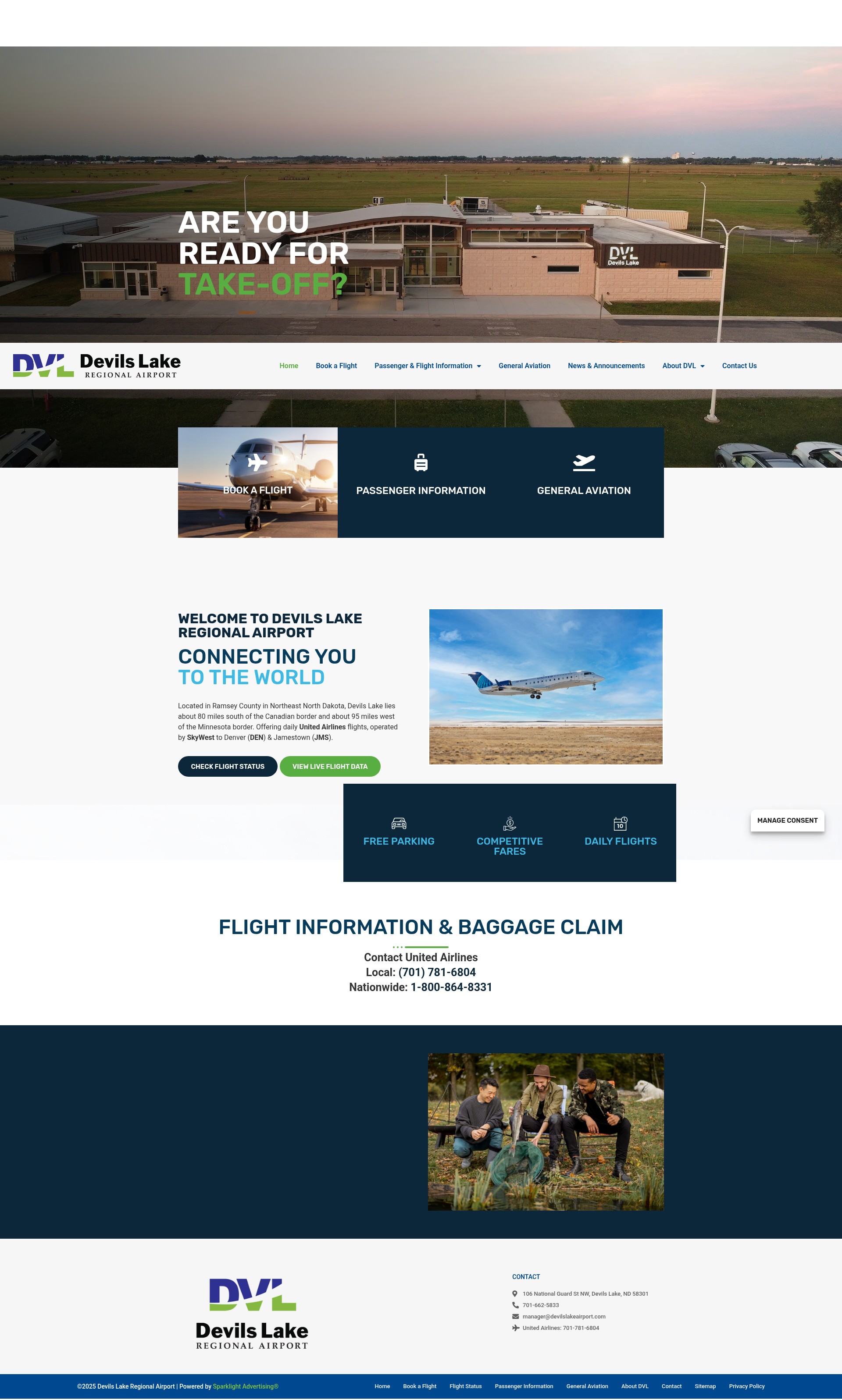 Screenshot of devilslakeairport.com