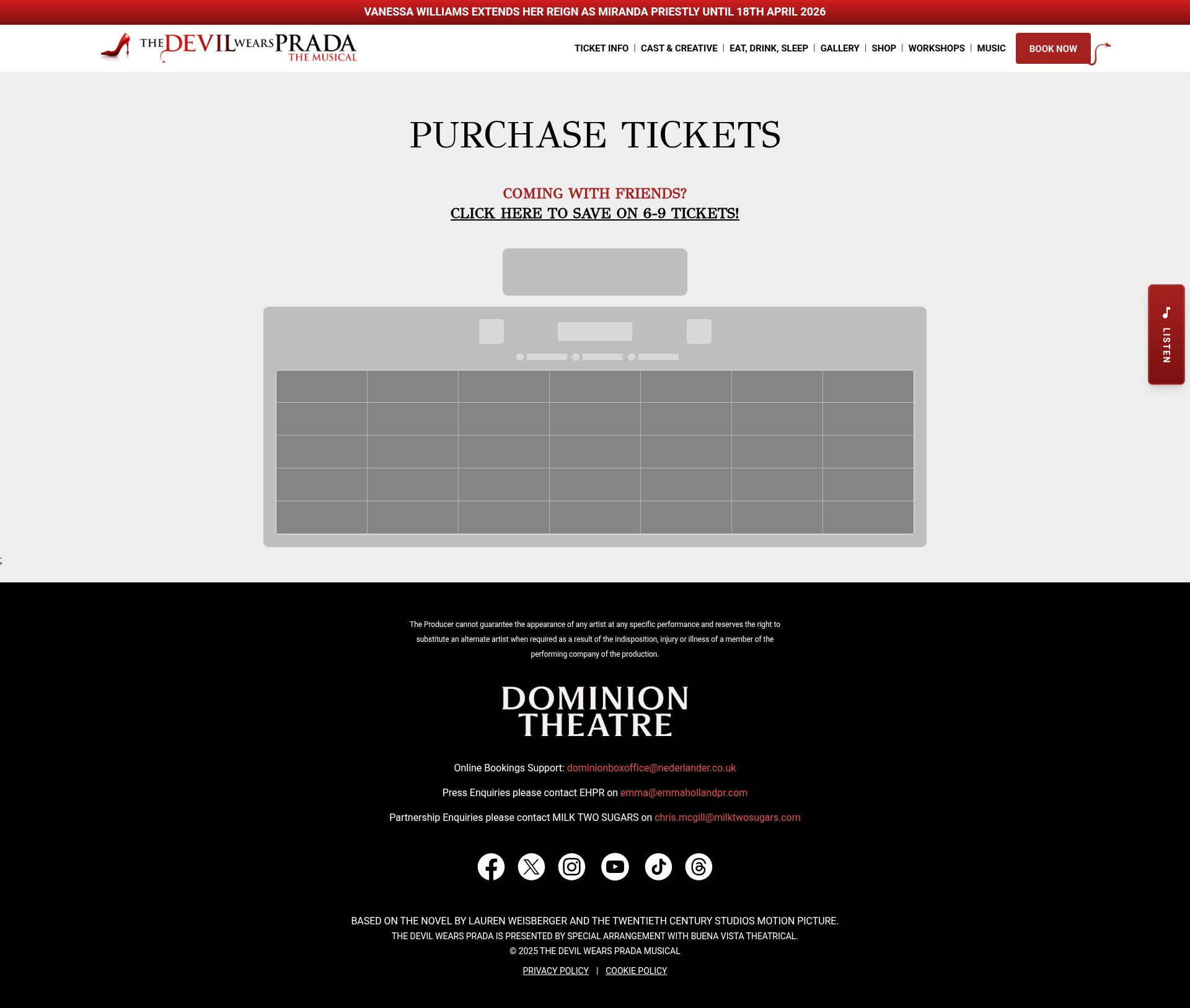 Screenshot of devilwearspradamusical.com