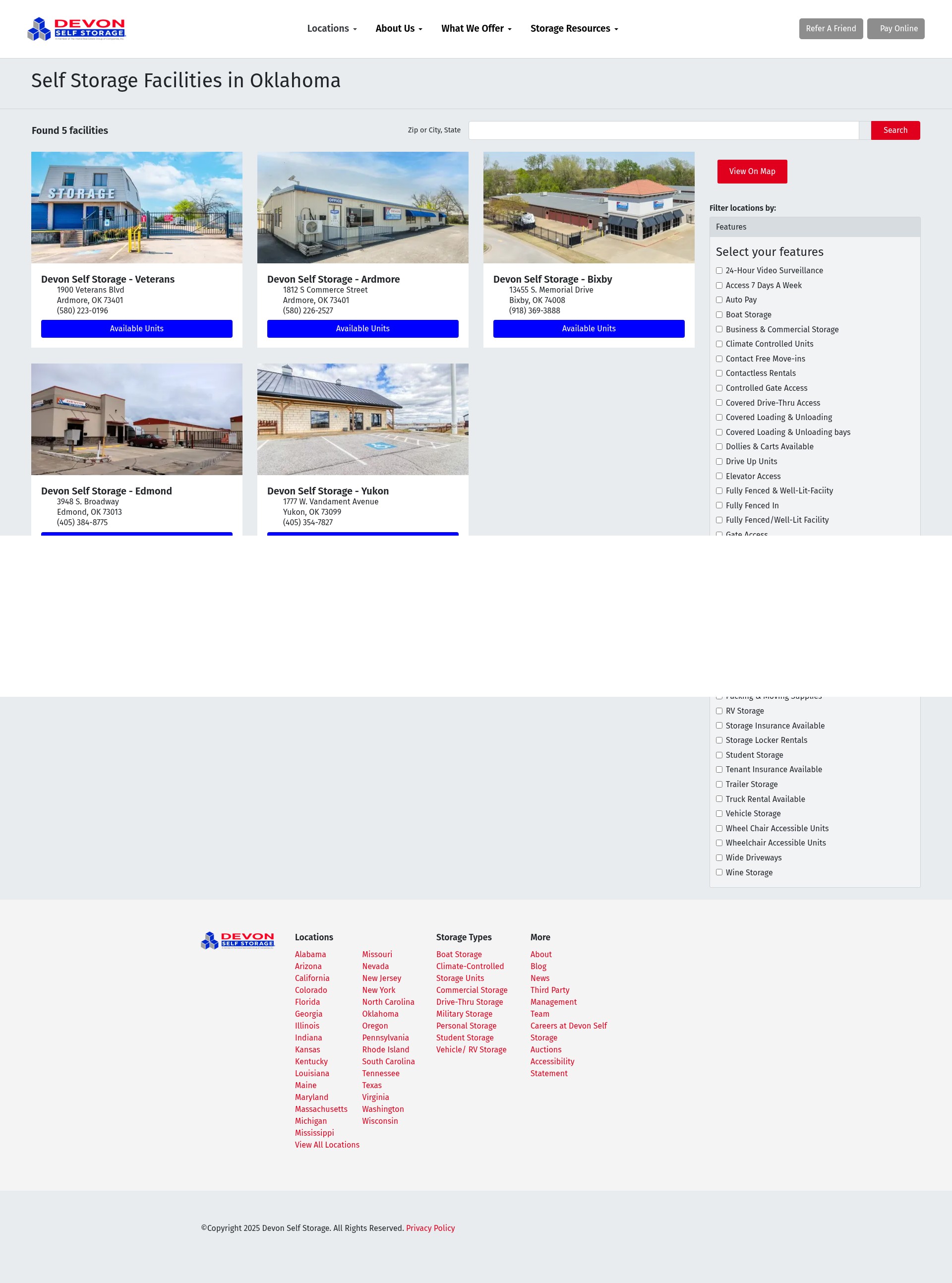 Screenshot of devonselfstorage.com