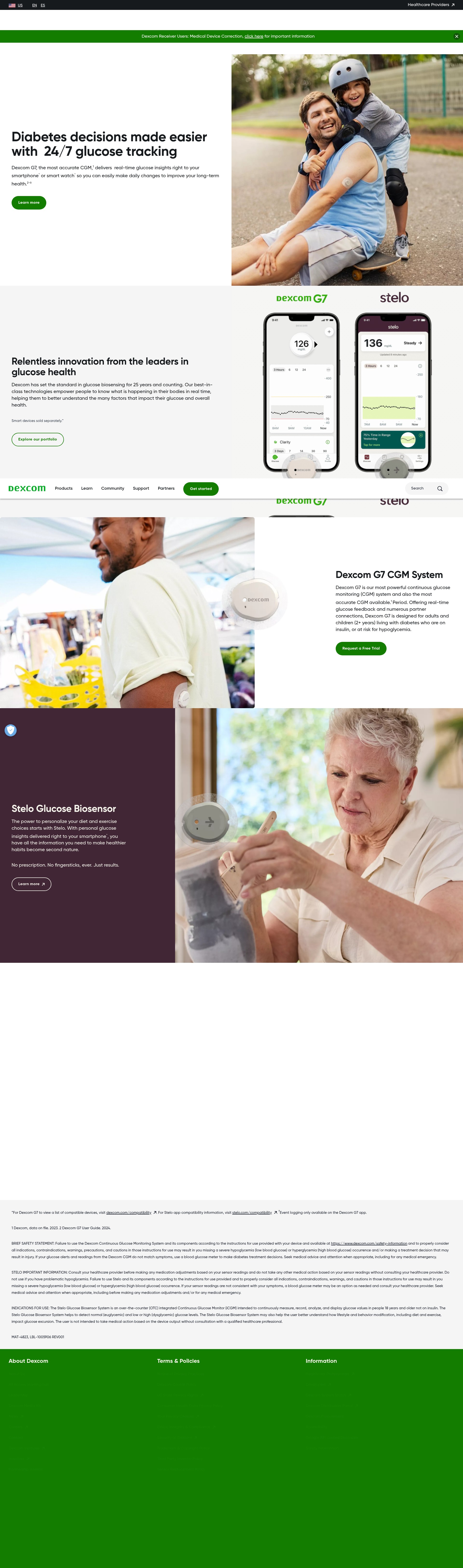 Screenshot of dexcom.com