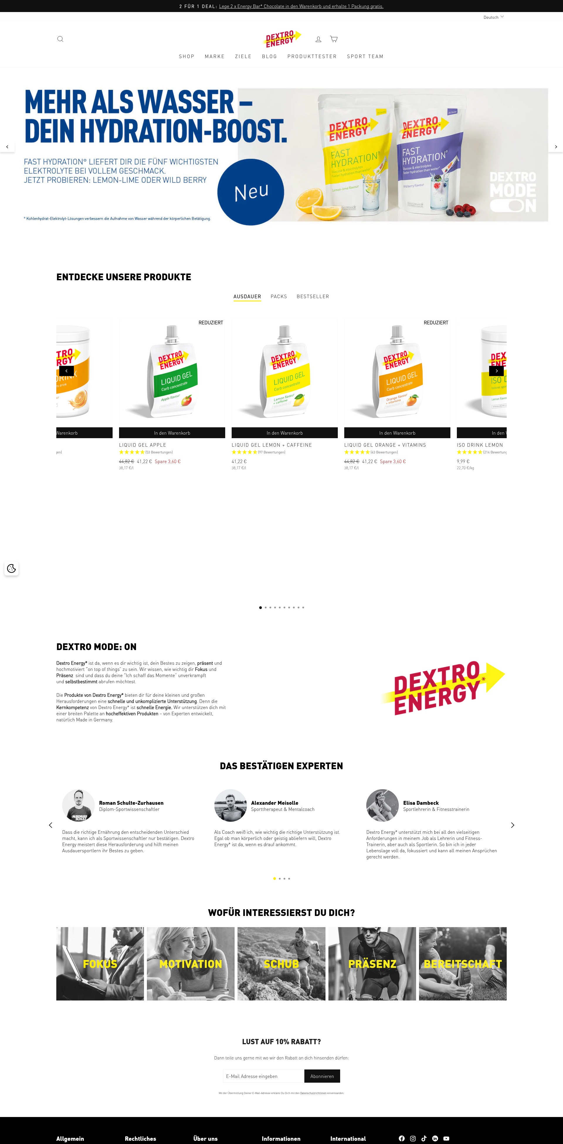 Screenshot of dextro-energy.com
