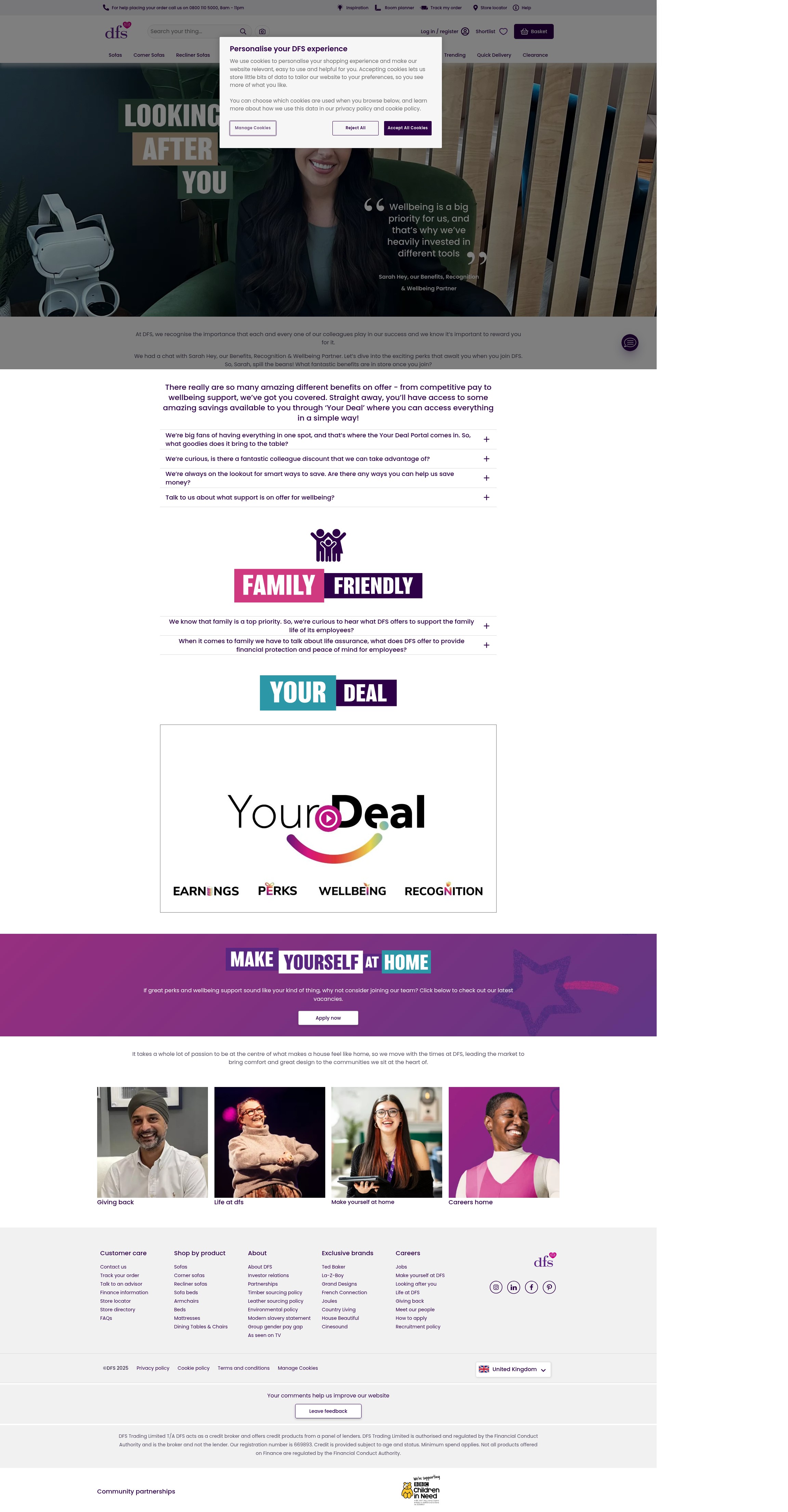 Screenshot of dfs.co.uk