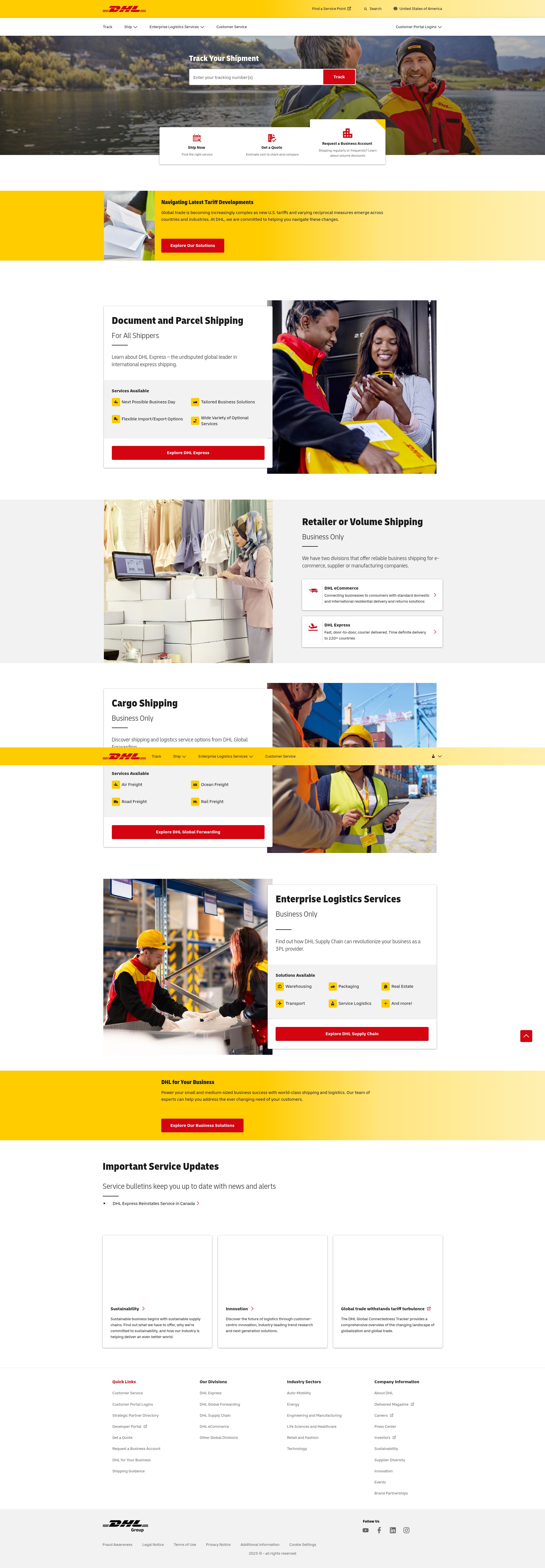 Screenshot of dhlinsights.dhlsupplychain.dhl.com
