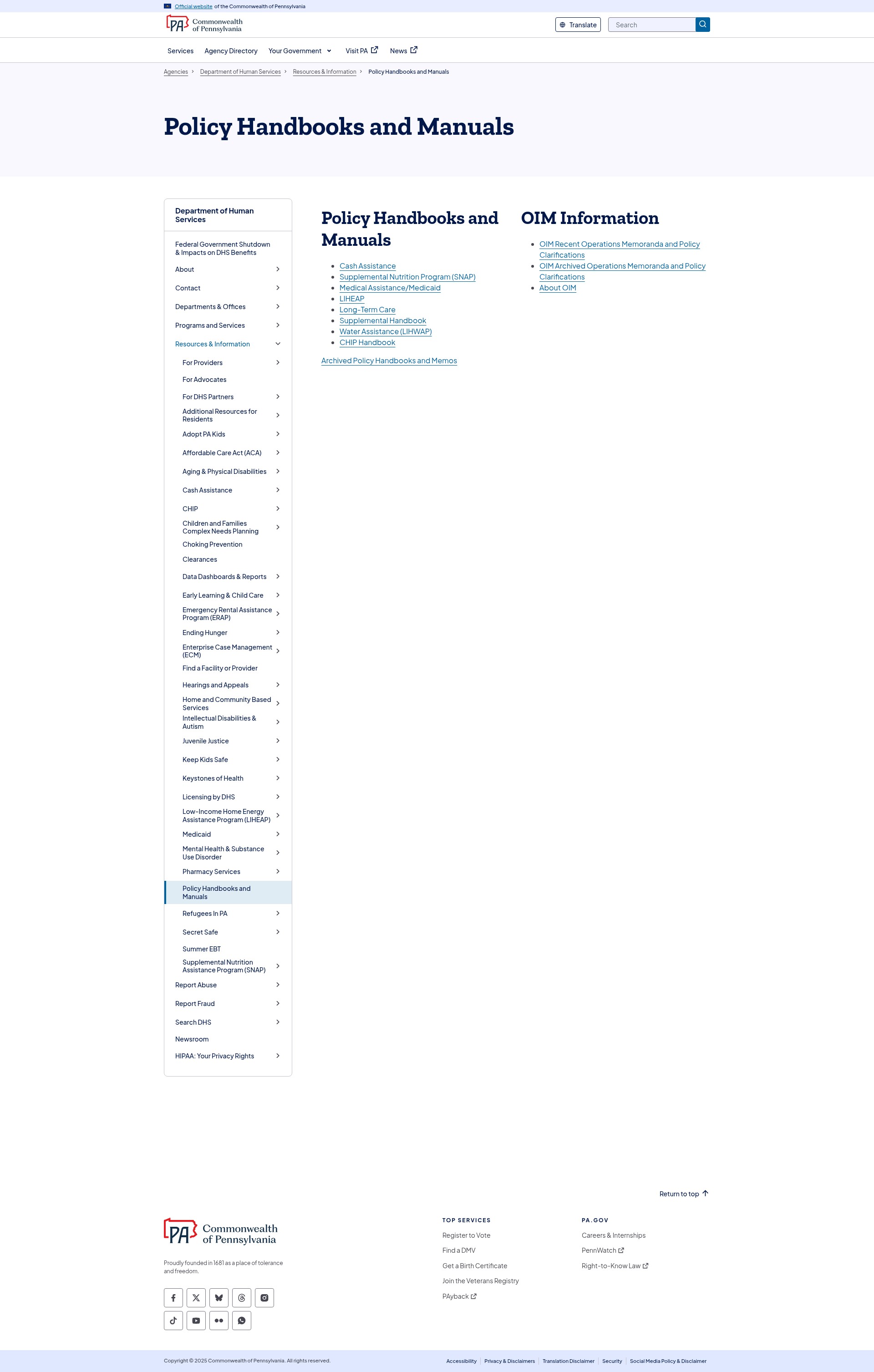 Screenshot of dhs.pa.gov
