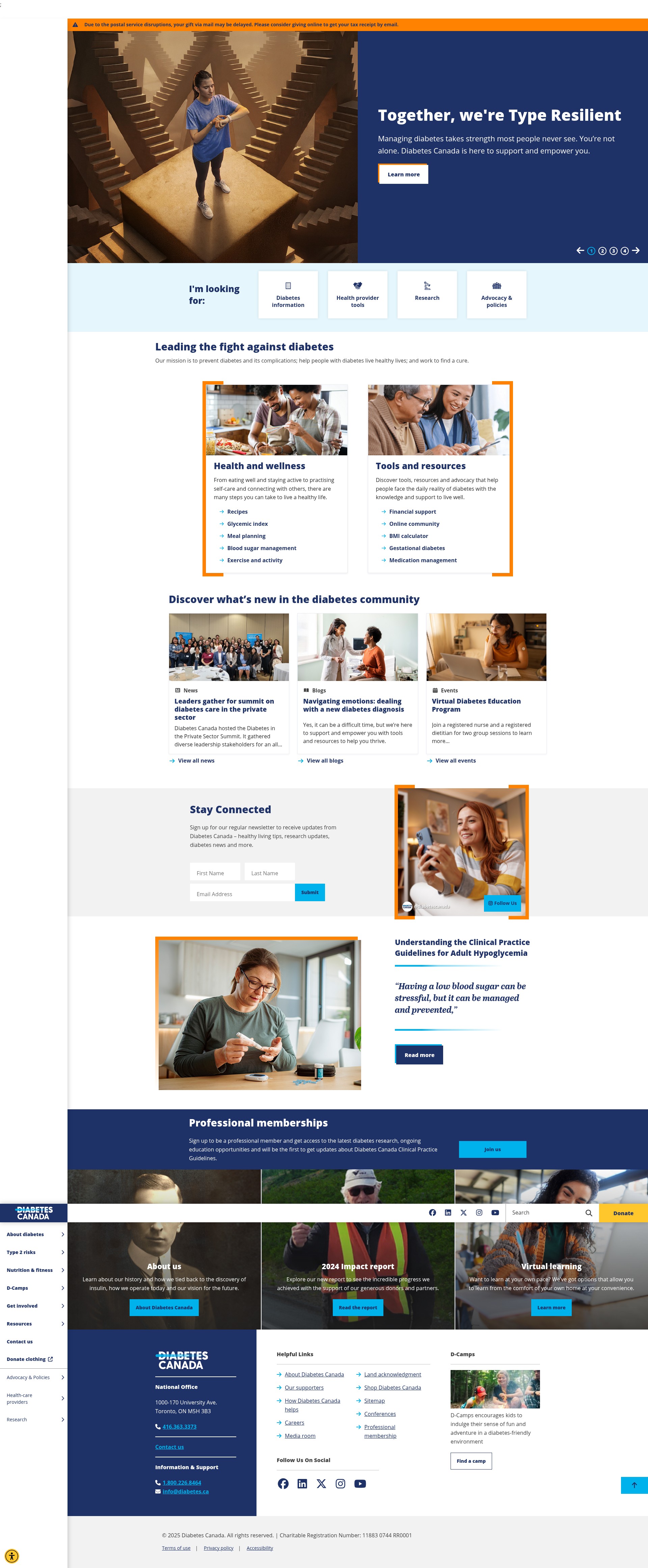 Screenshot of diabetes.ca