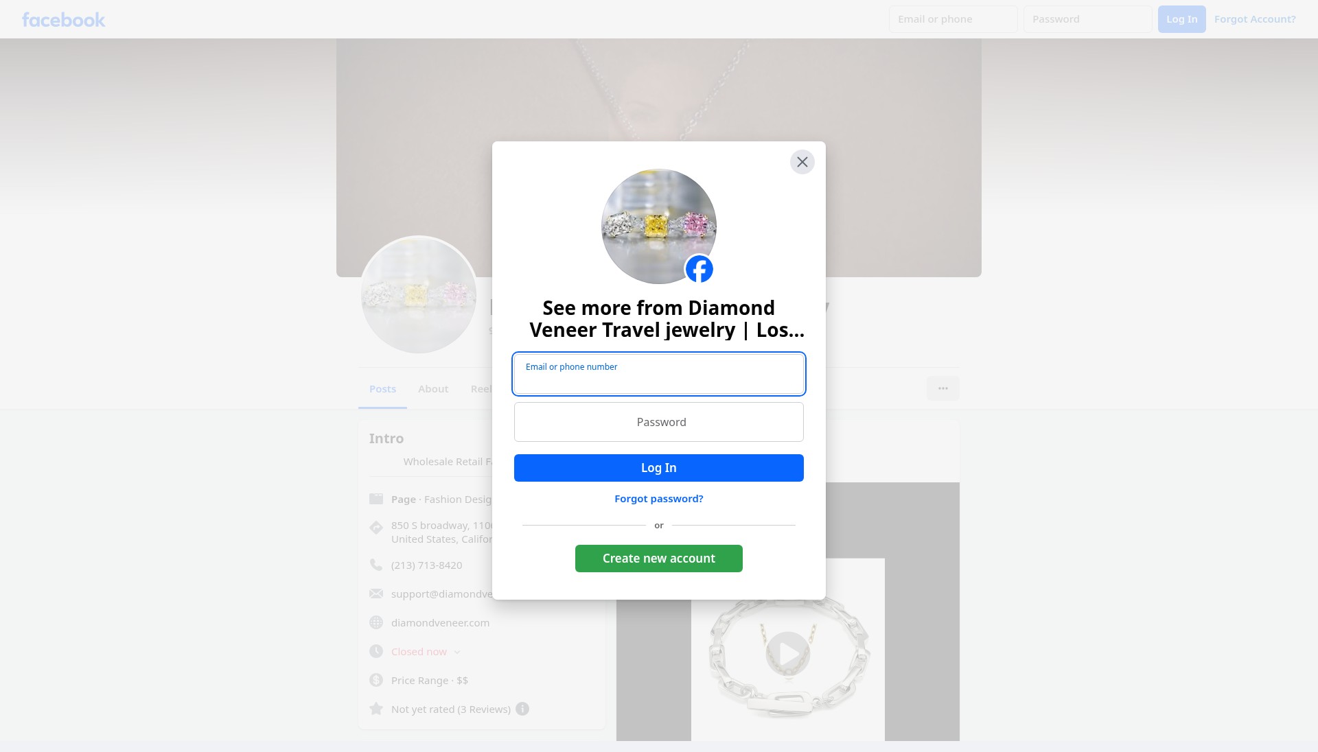 Screenshot of diamond-veneer-jewelry.myshopify.com