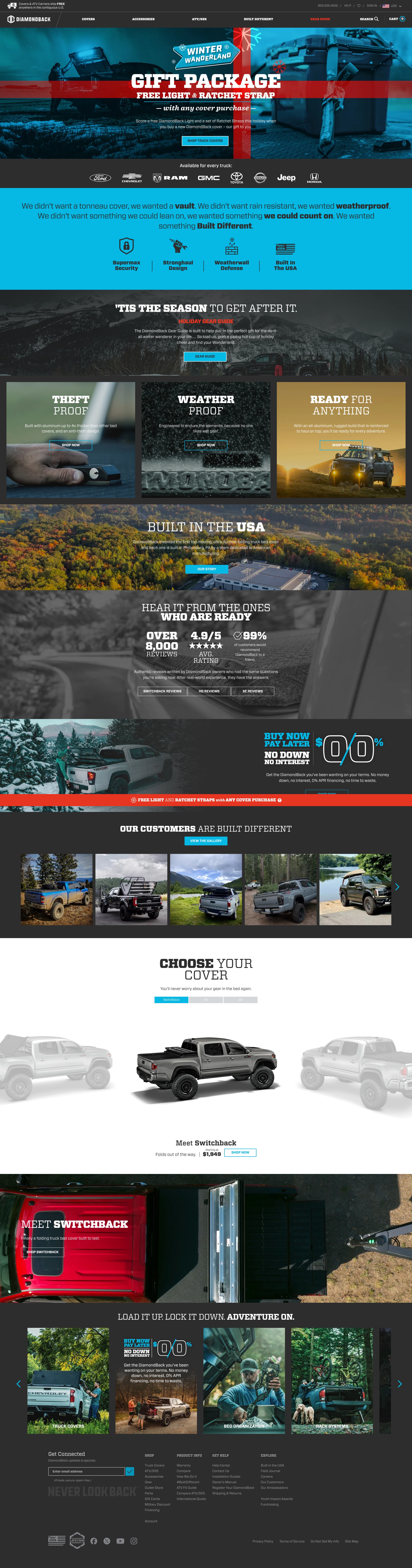 Screenshot of diamondbackcovers.com