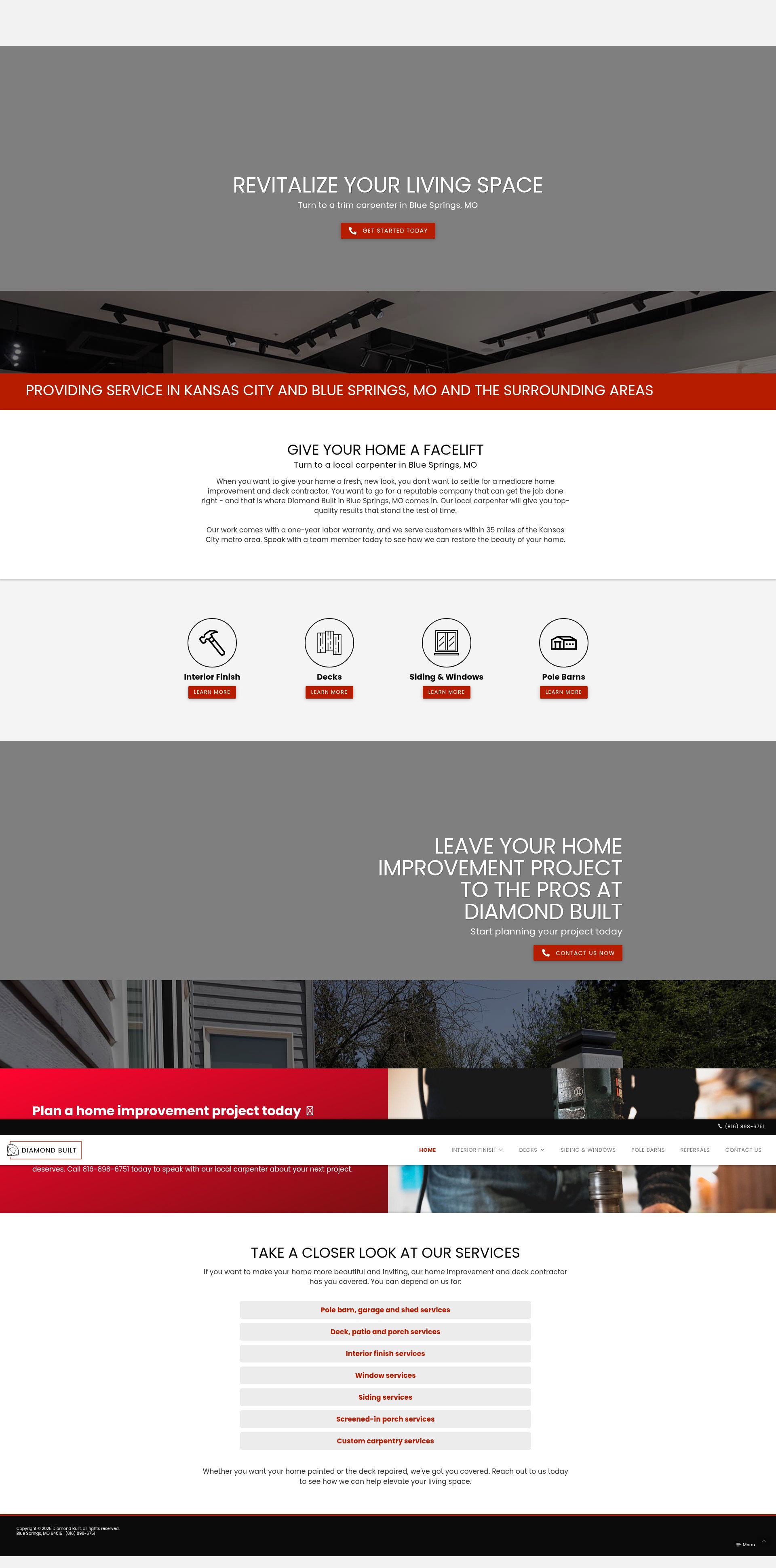 Screenshot of diamondbuiltkc.com