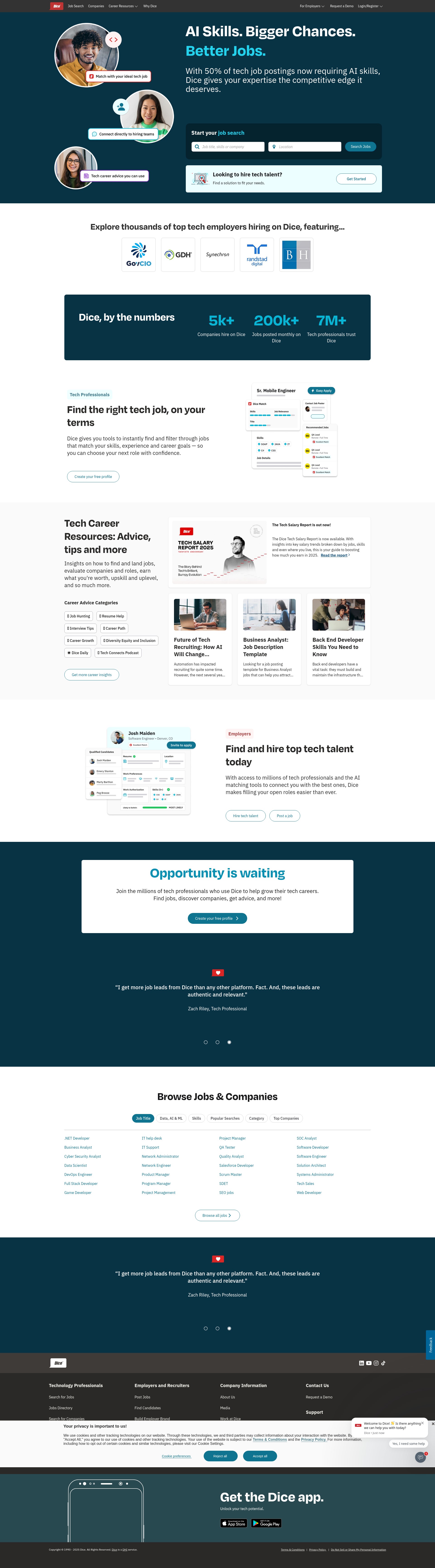 Screenshot of dice.com