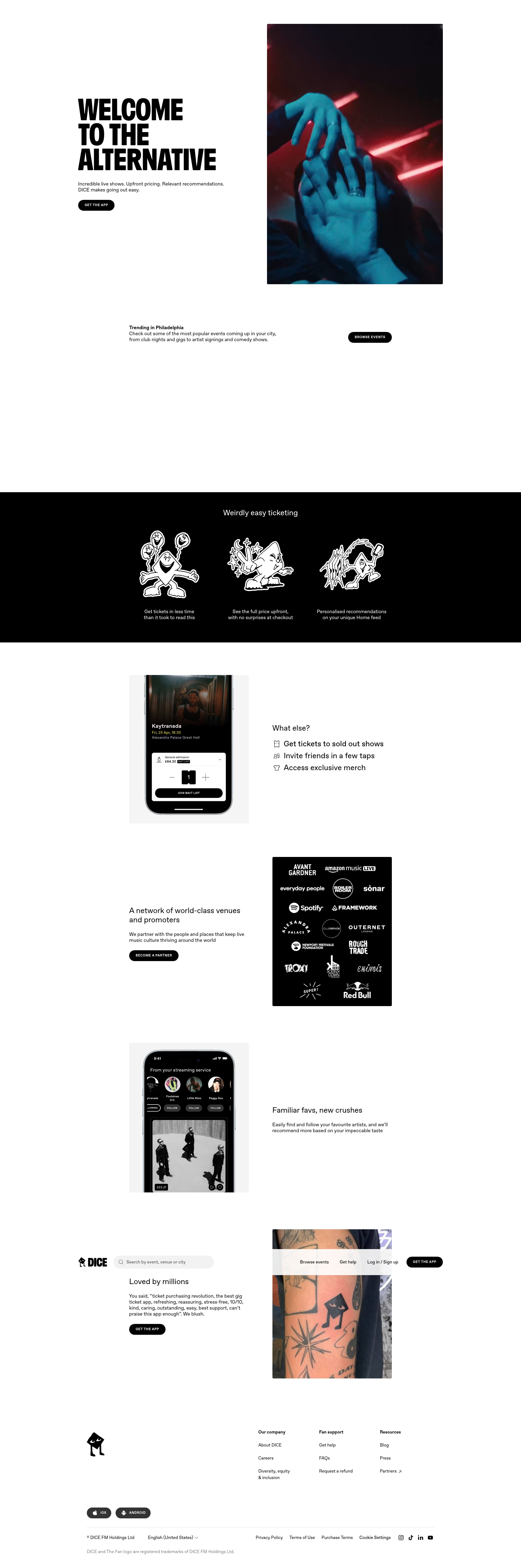 Screenshot of dice.fm