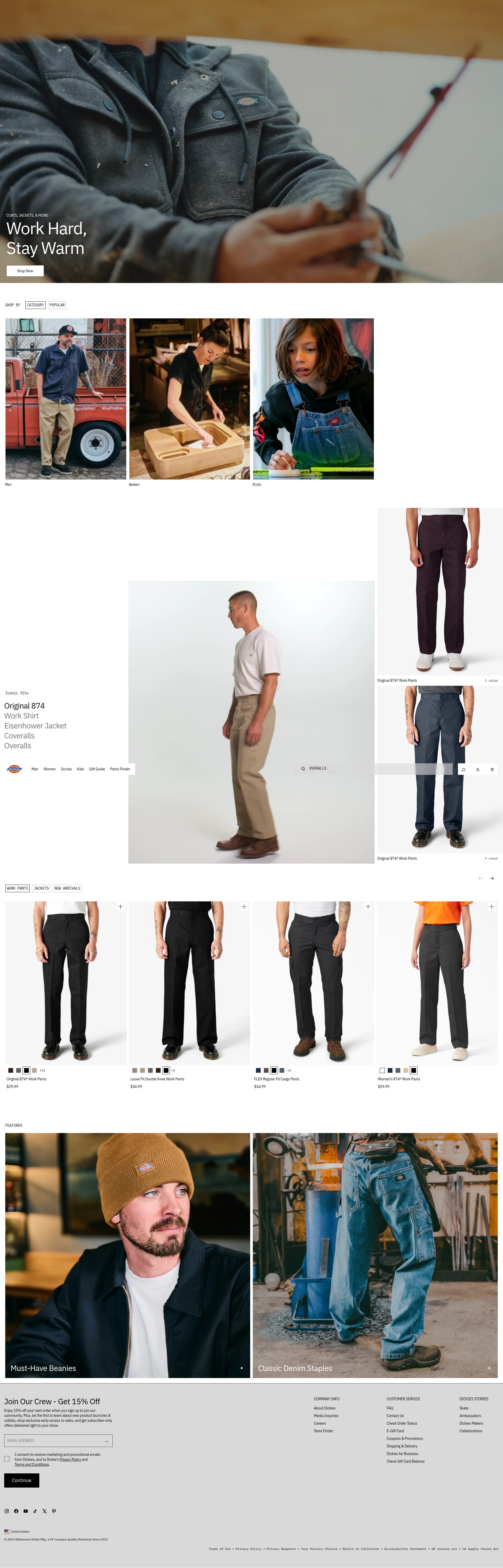 Screenshot of dickies.com